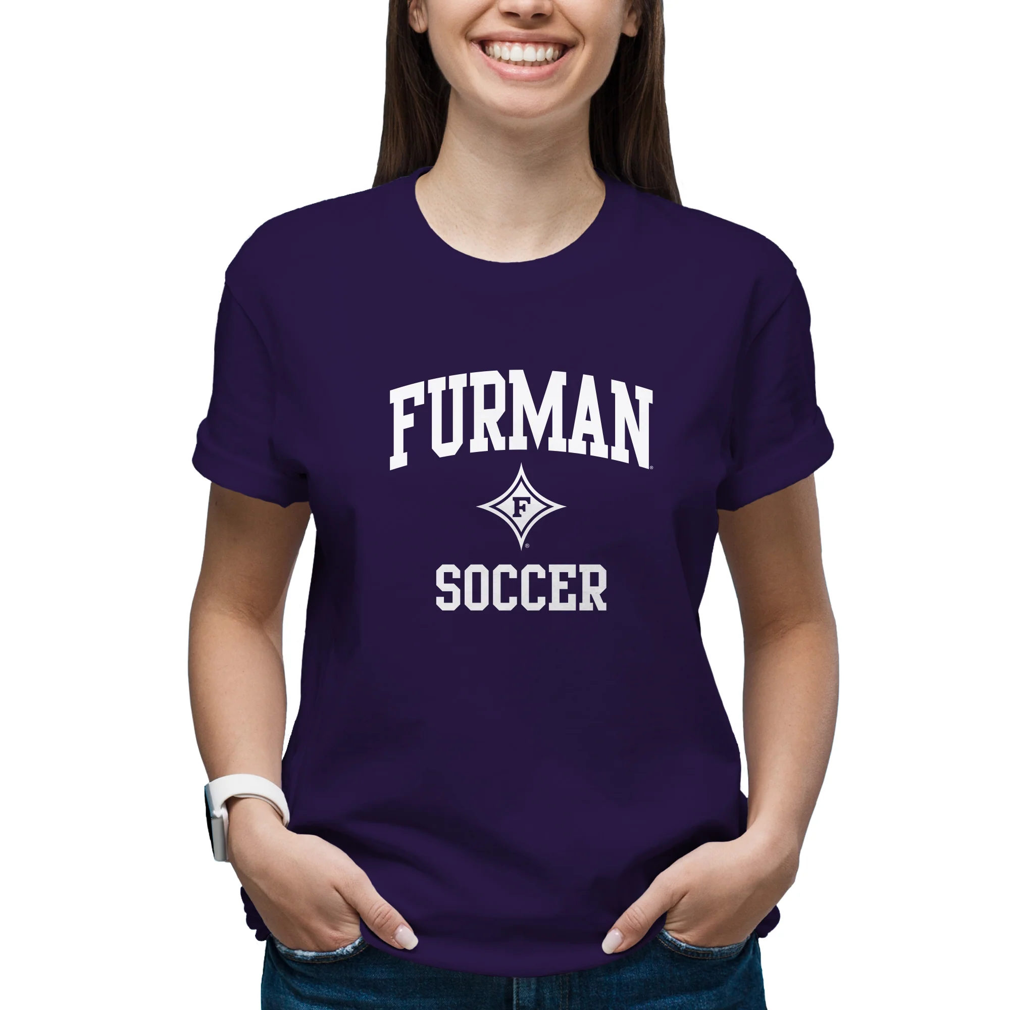 Furman Arch Logo Soccer T-Shirt - Purple - Image 4