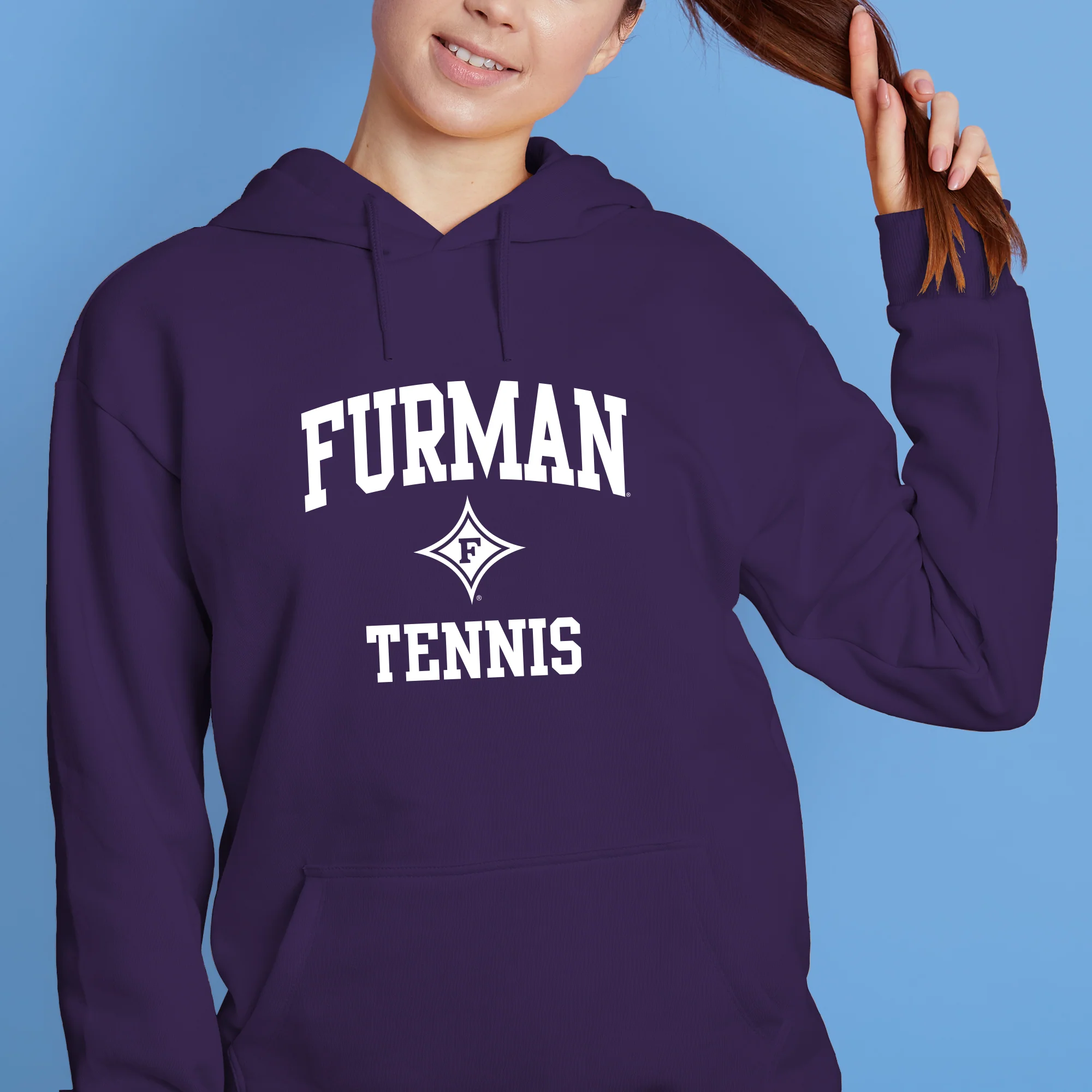 Furman Arch Logo Tennis Hoodie - Purple - Image 4