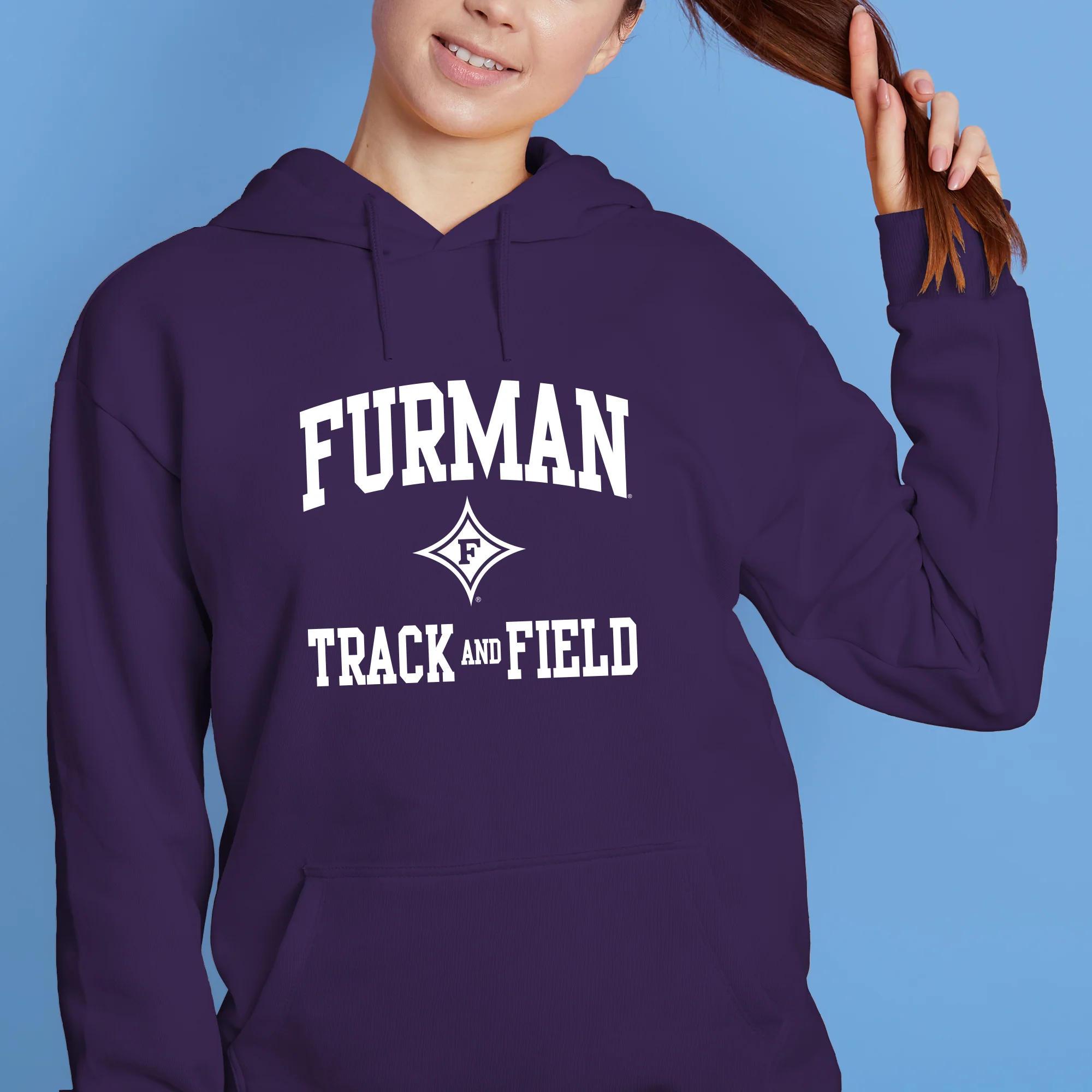 Furman Arch Logo Track & Field Hoodie - Purple - Image 4