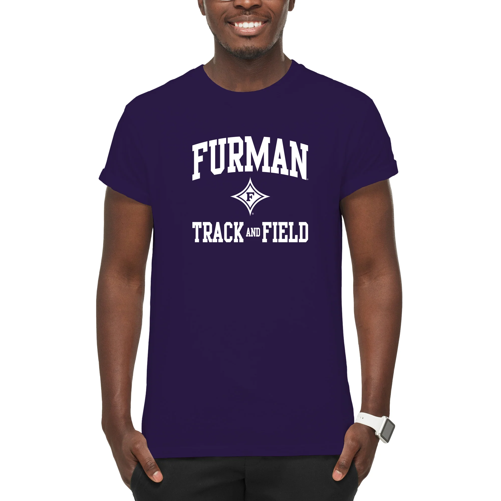 Furman Arch Logo Track & Field T-Shirt - Purple - Image 3
