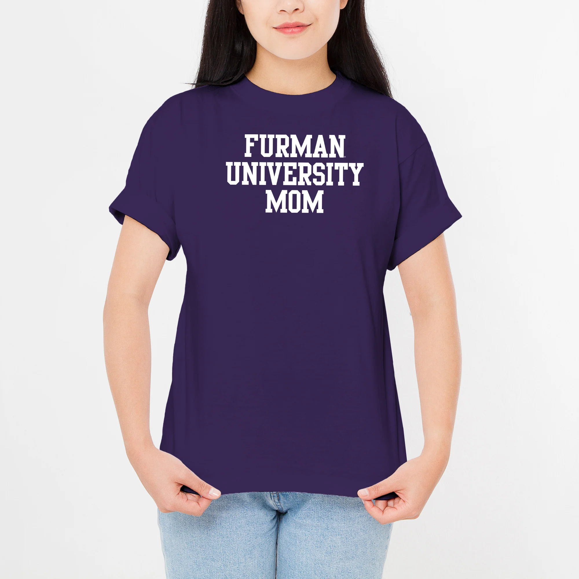 Furman Basic Block Mom T-Shirt - Purple - Image 3