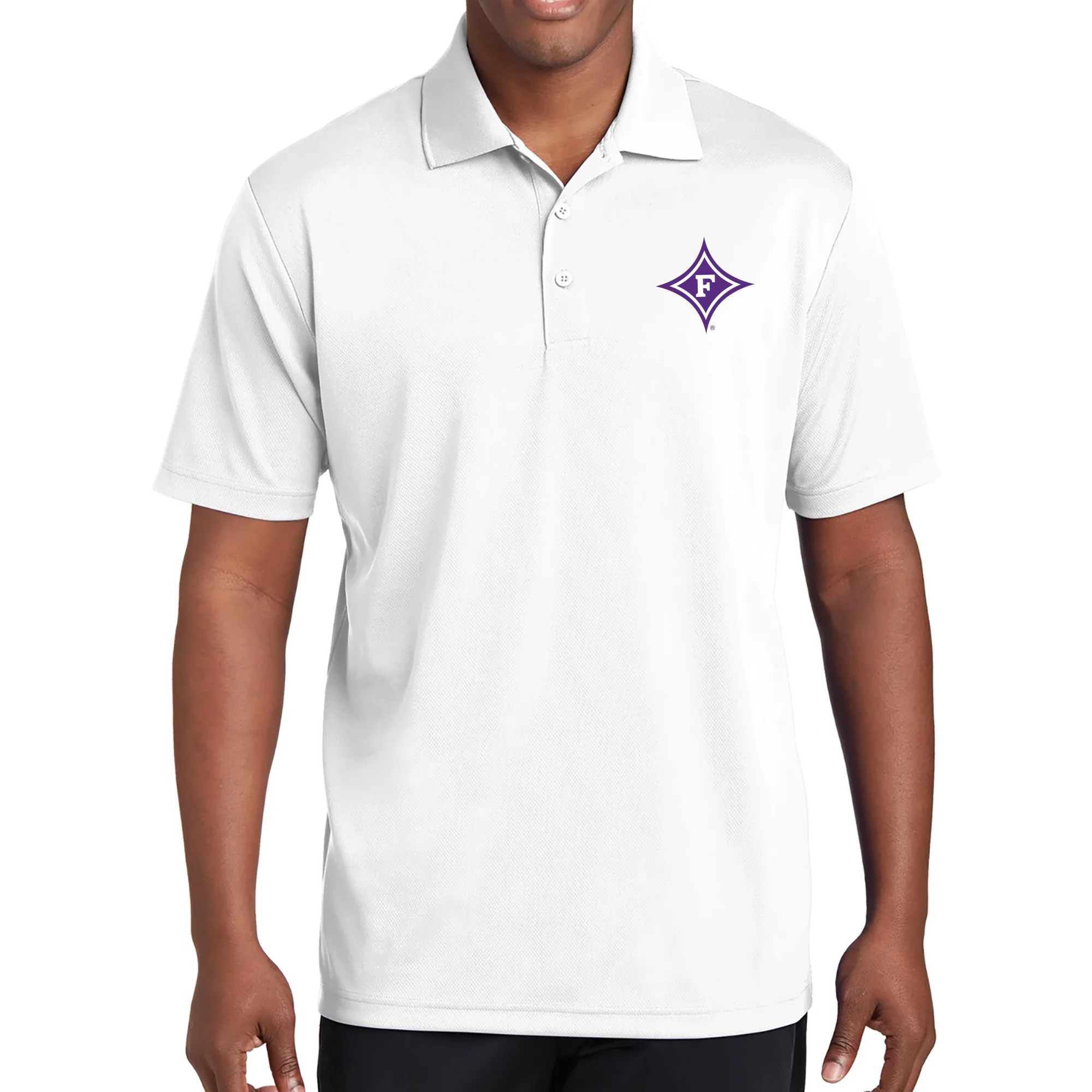 Furman Paladins Primary Logo Left Chest Polo - White - Image 3