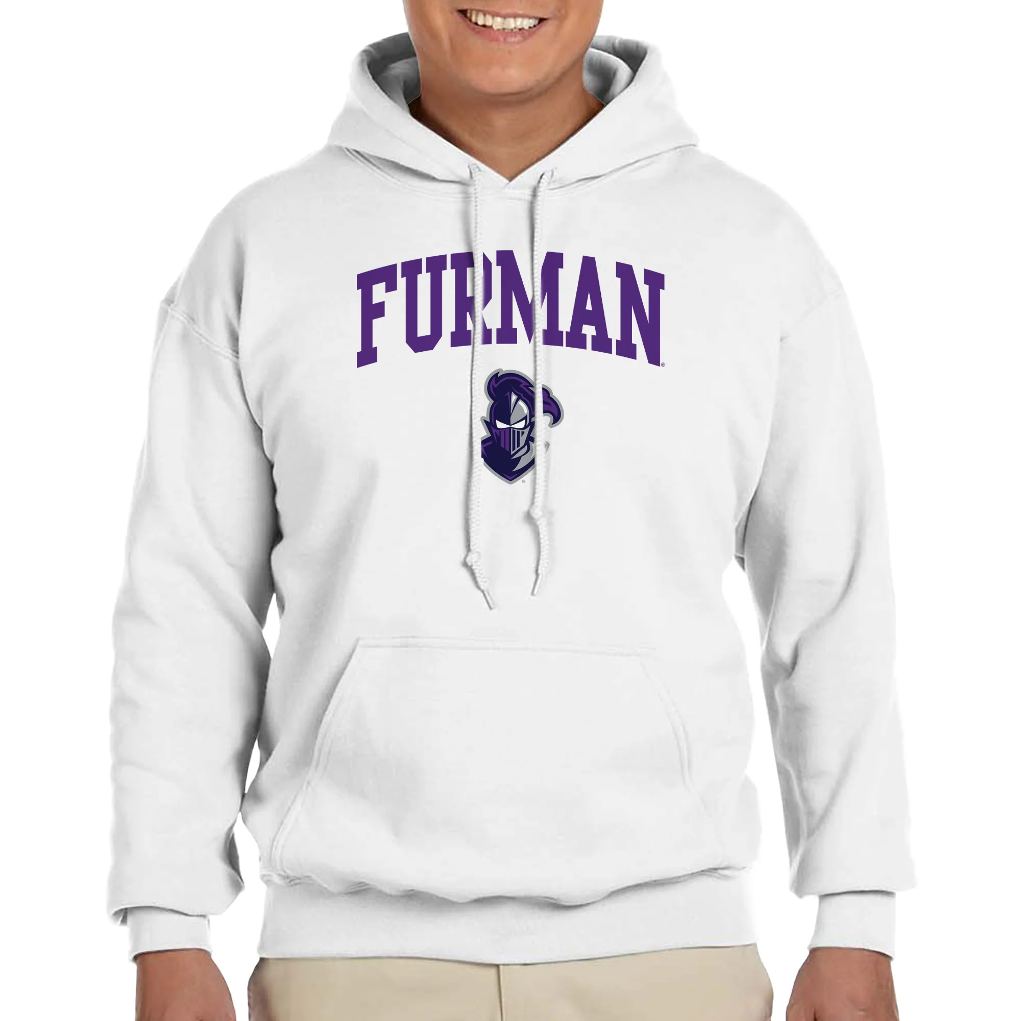 Furman University Paladins Arch Logo Hoodie - White - Image 3