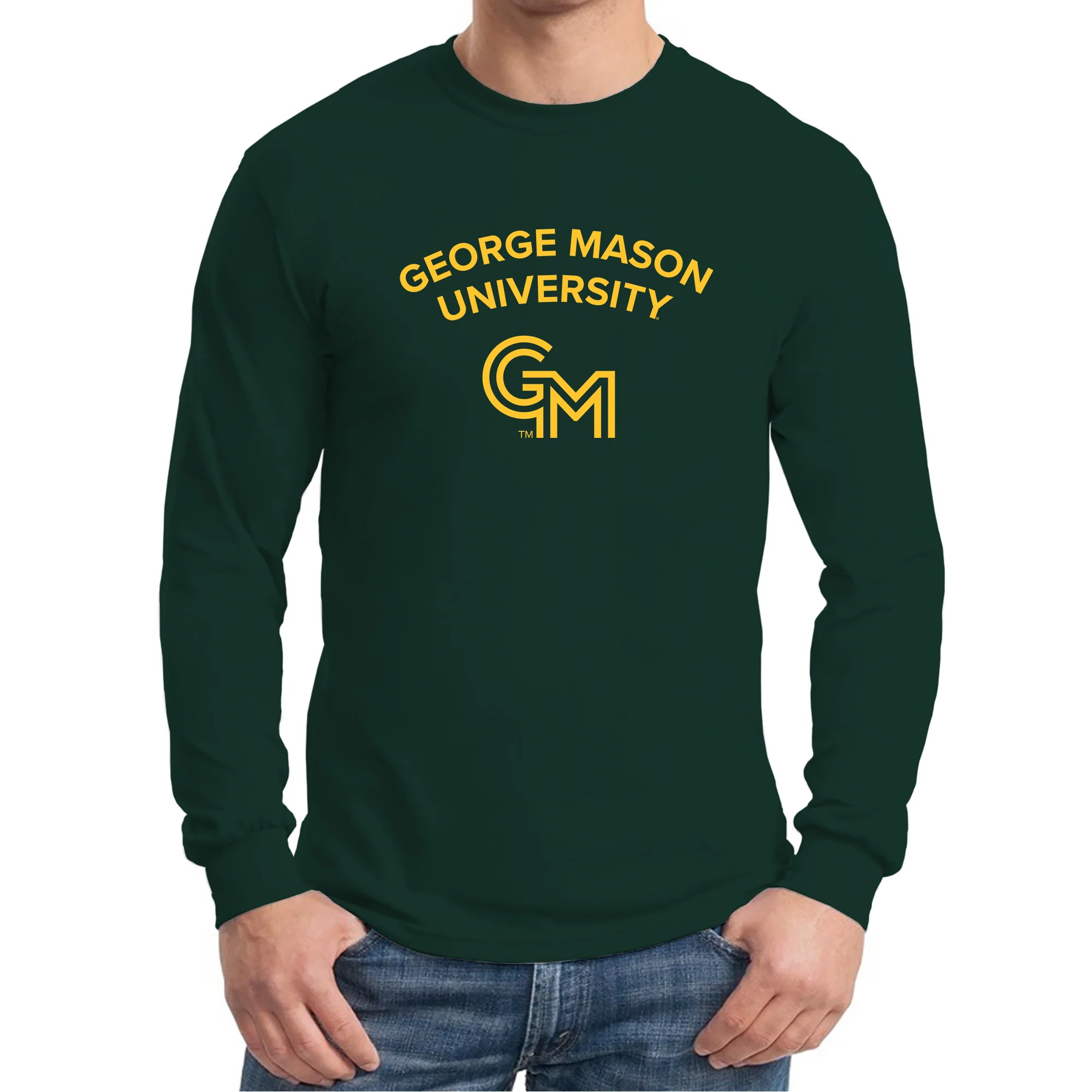 George Mason University Patriots Arch Logo Long Sleeve - Forest - Image 3