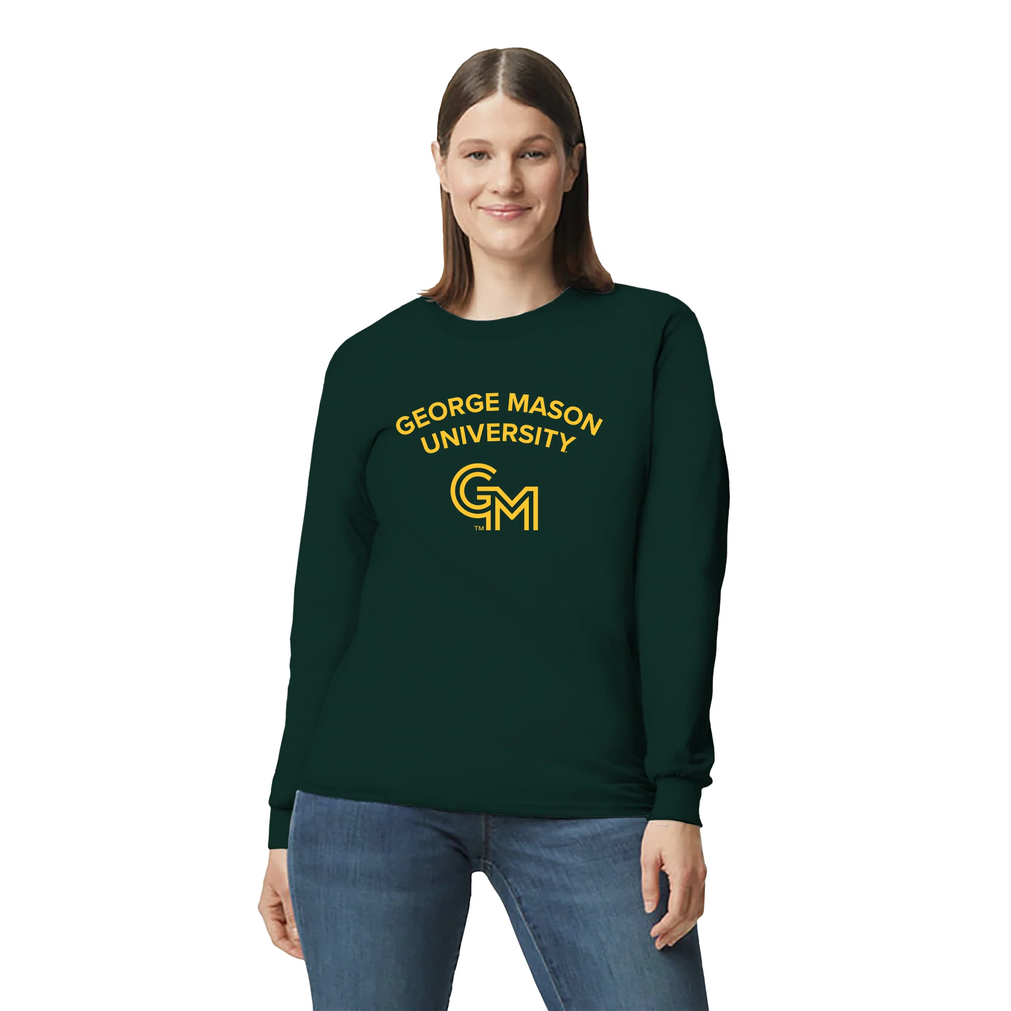 George Mason University Patriots Arch Logo Long Sleeve - Forest - Image 4