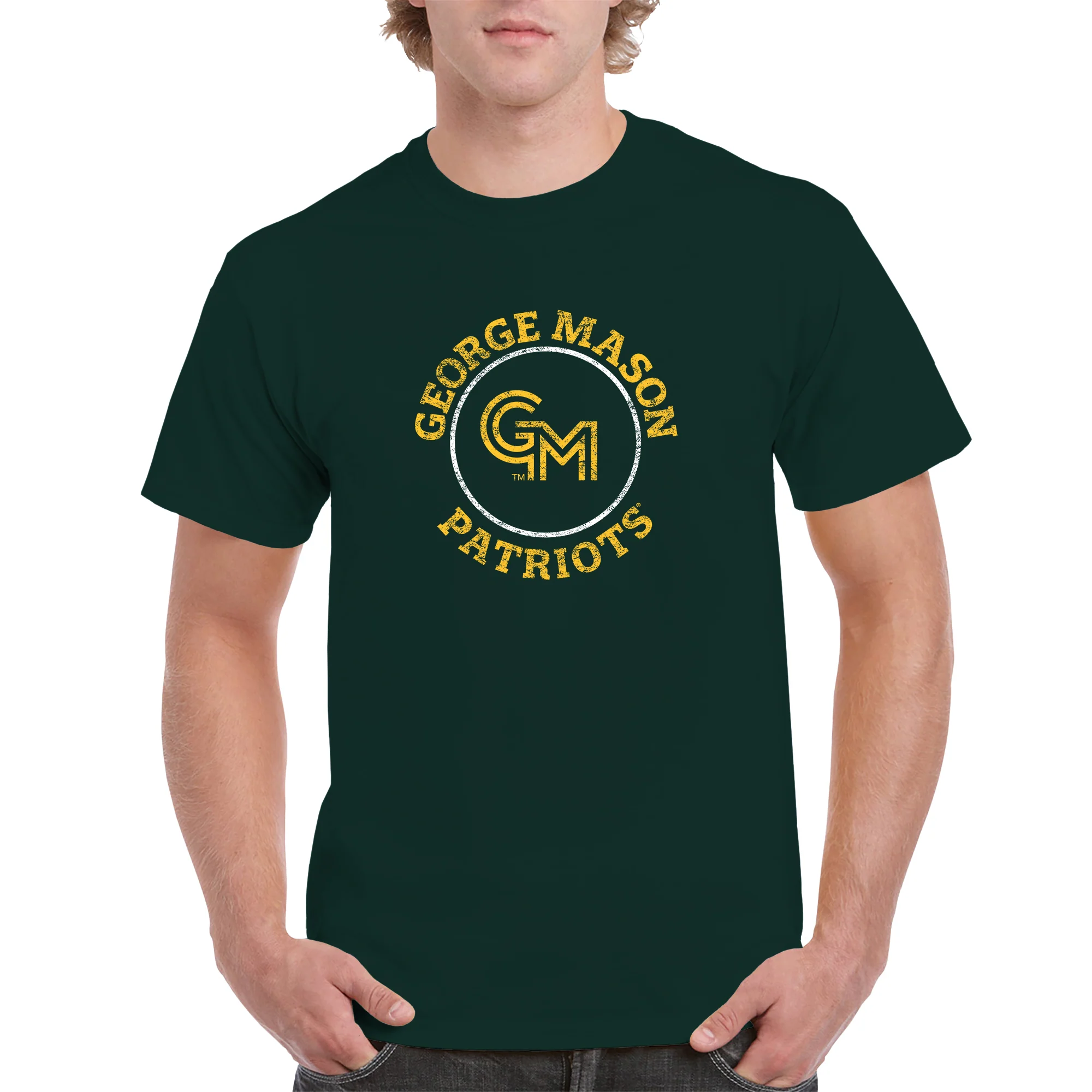 George Mason University Patriots Distressed Circle Logo T-Shirt - Forest - Image 3