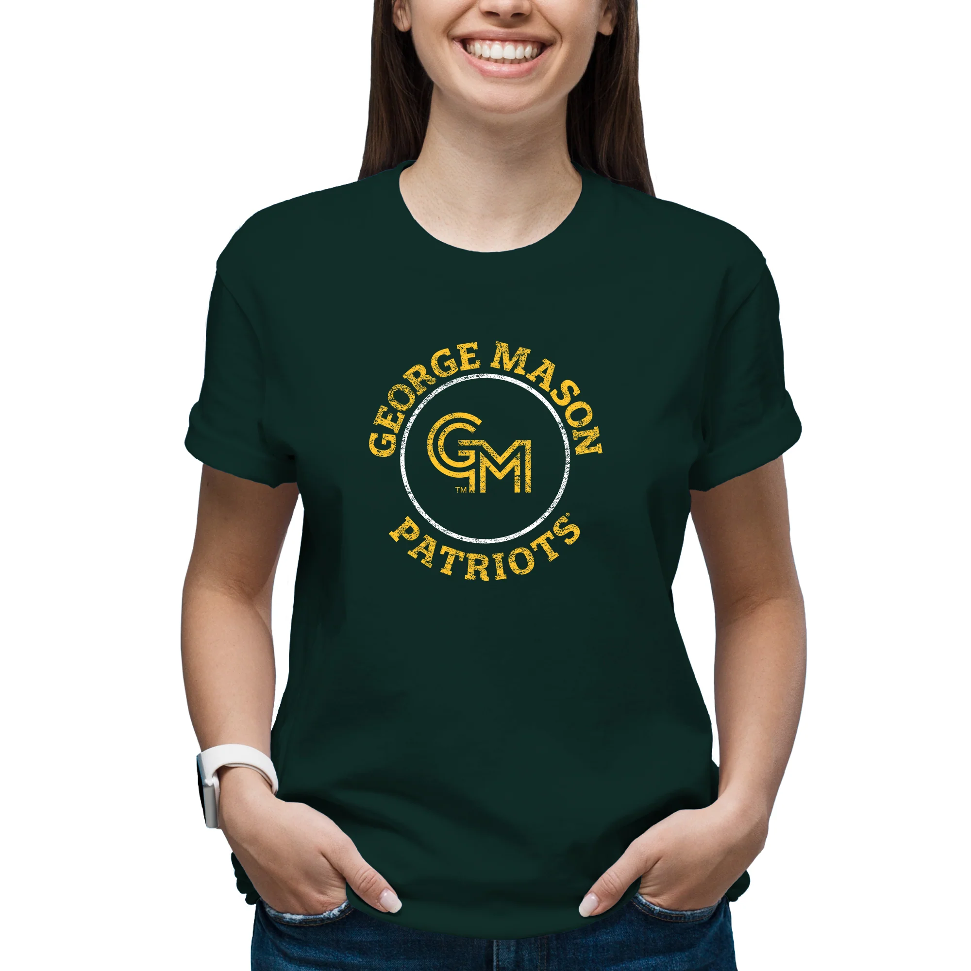 George Mason University Patriots Distressed Circle Logo T-Shirt - Forest - Image 4
