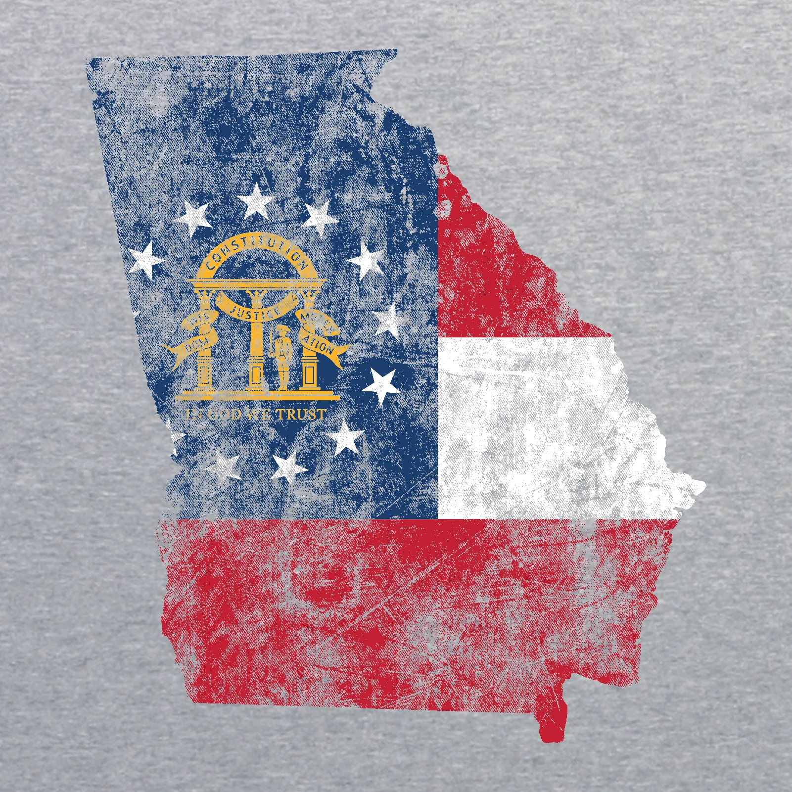 Georgia Distressed State Flag Outline Crewneck Sweatshirt - Sport Grey - Image 2