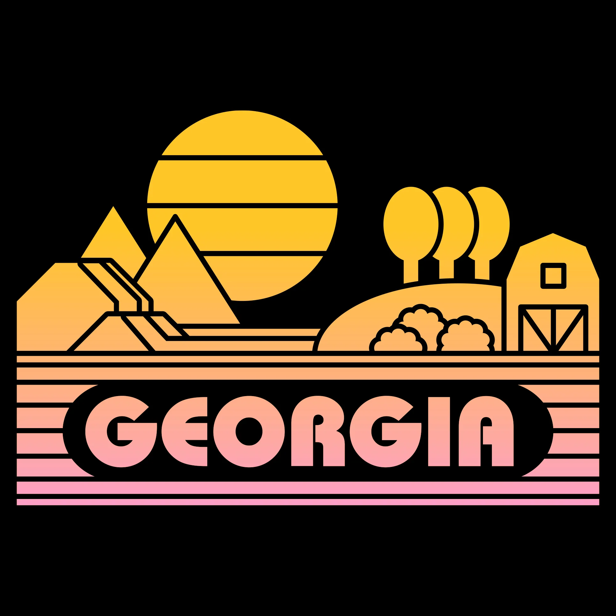 Georgia Groovy Sunset T-Shirt - Black - Image 2