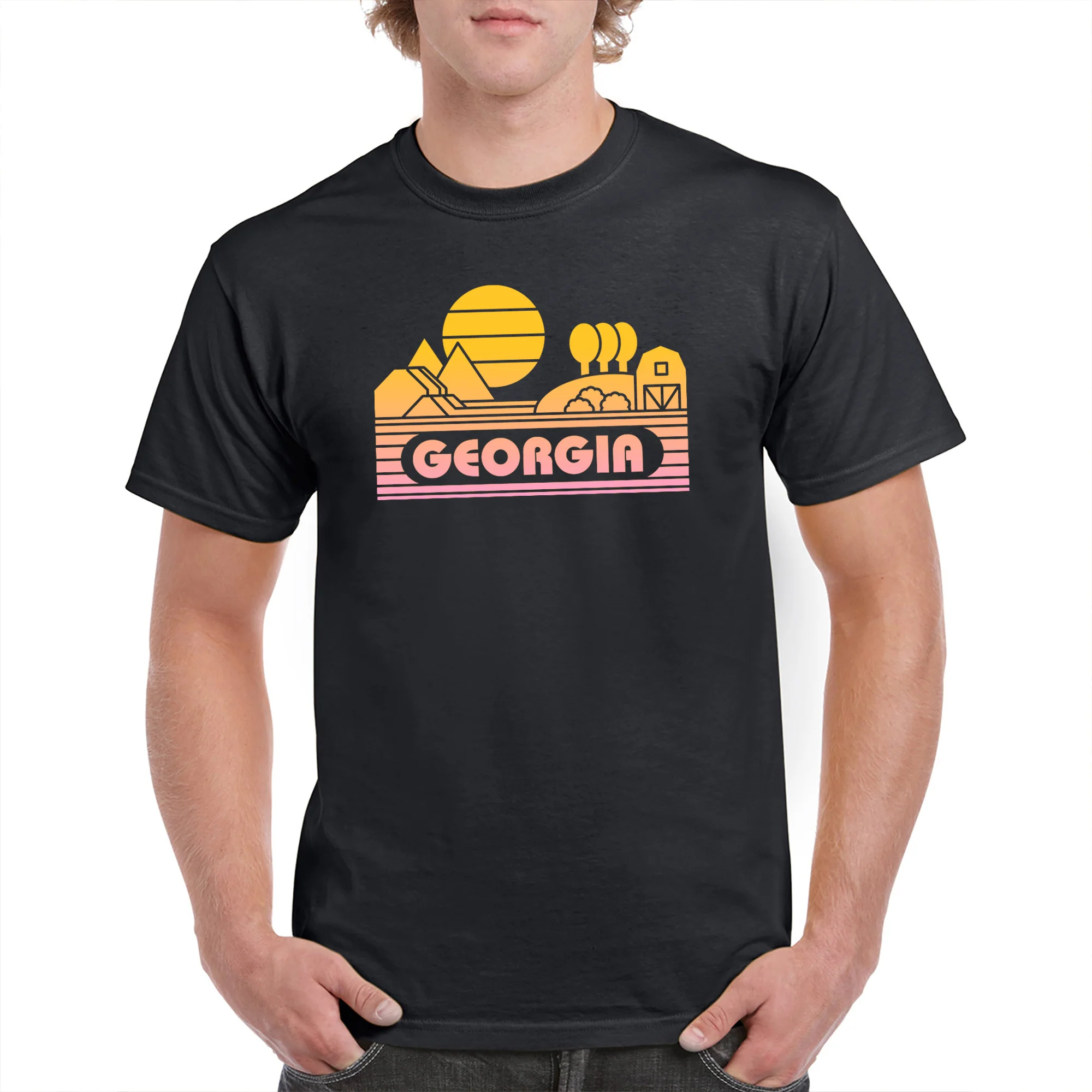 Georgia Groovy Sunset T-Shirt - Black - Image 3