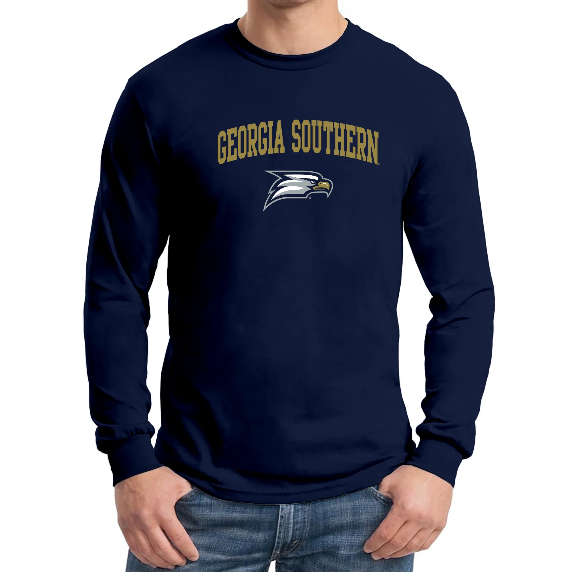 Georgia Southern University Eagles Arch Logo Cotton Long Sleeve T-Shirt - Navy - Image 3