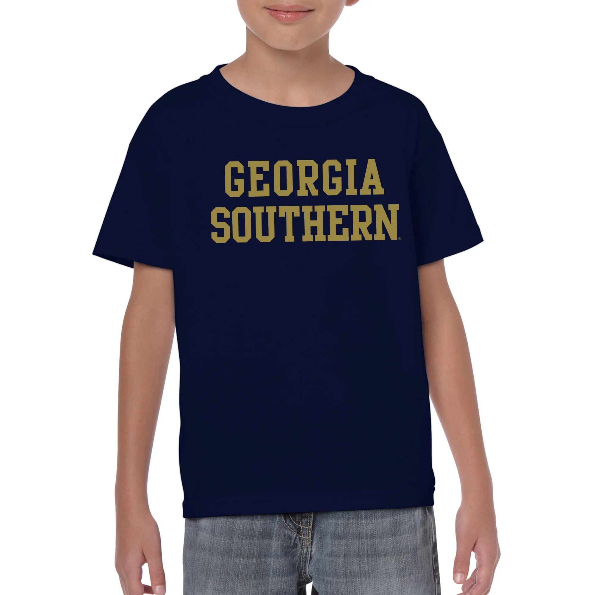 Georgia Southern University Eagles Basic Block Cotton Youth T-Shirt - Navy - Image 3