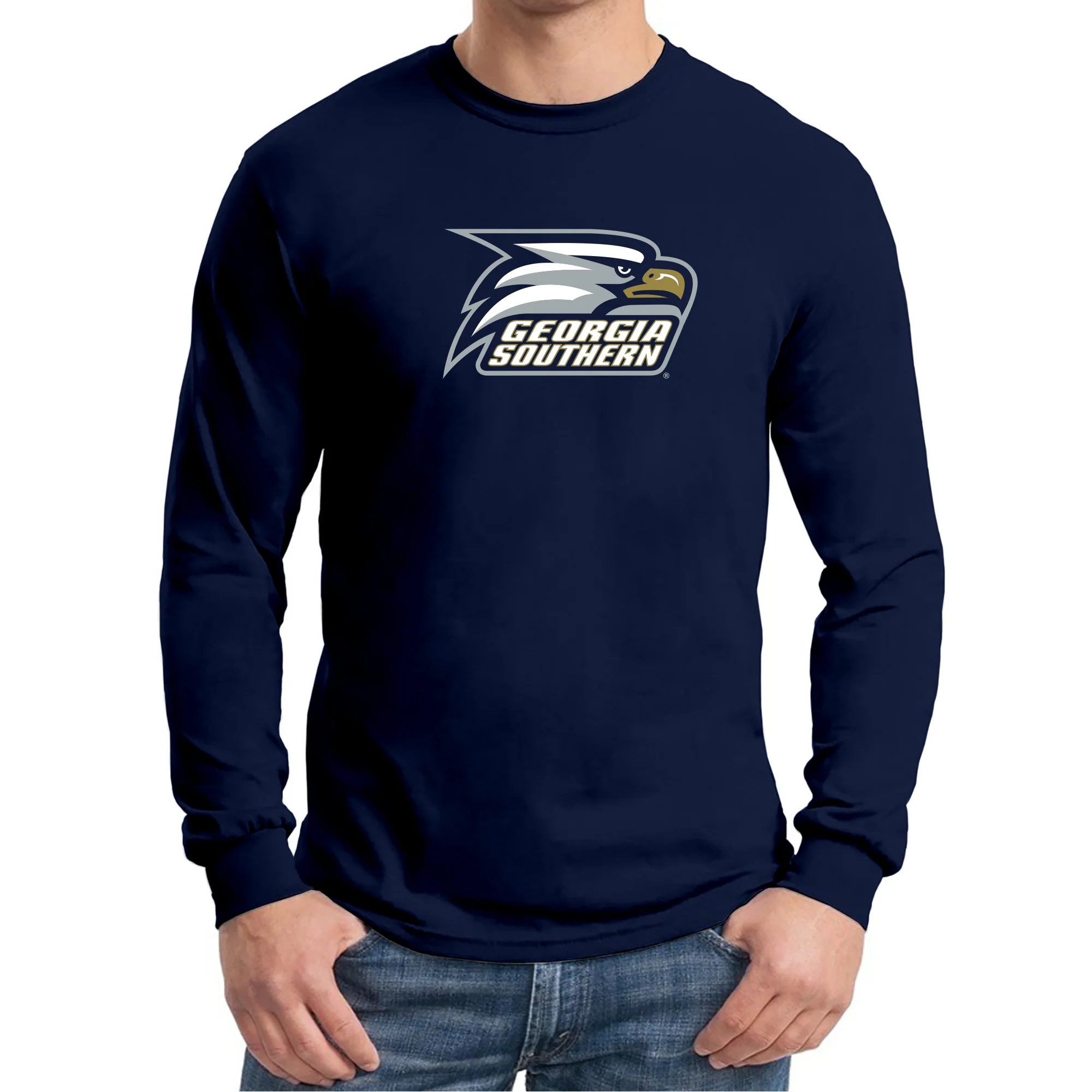 Georgia Southern University Eagles Primary Logo Cotton Long Sleeve T-Shirt - Navy - Image 3