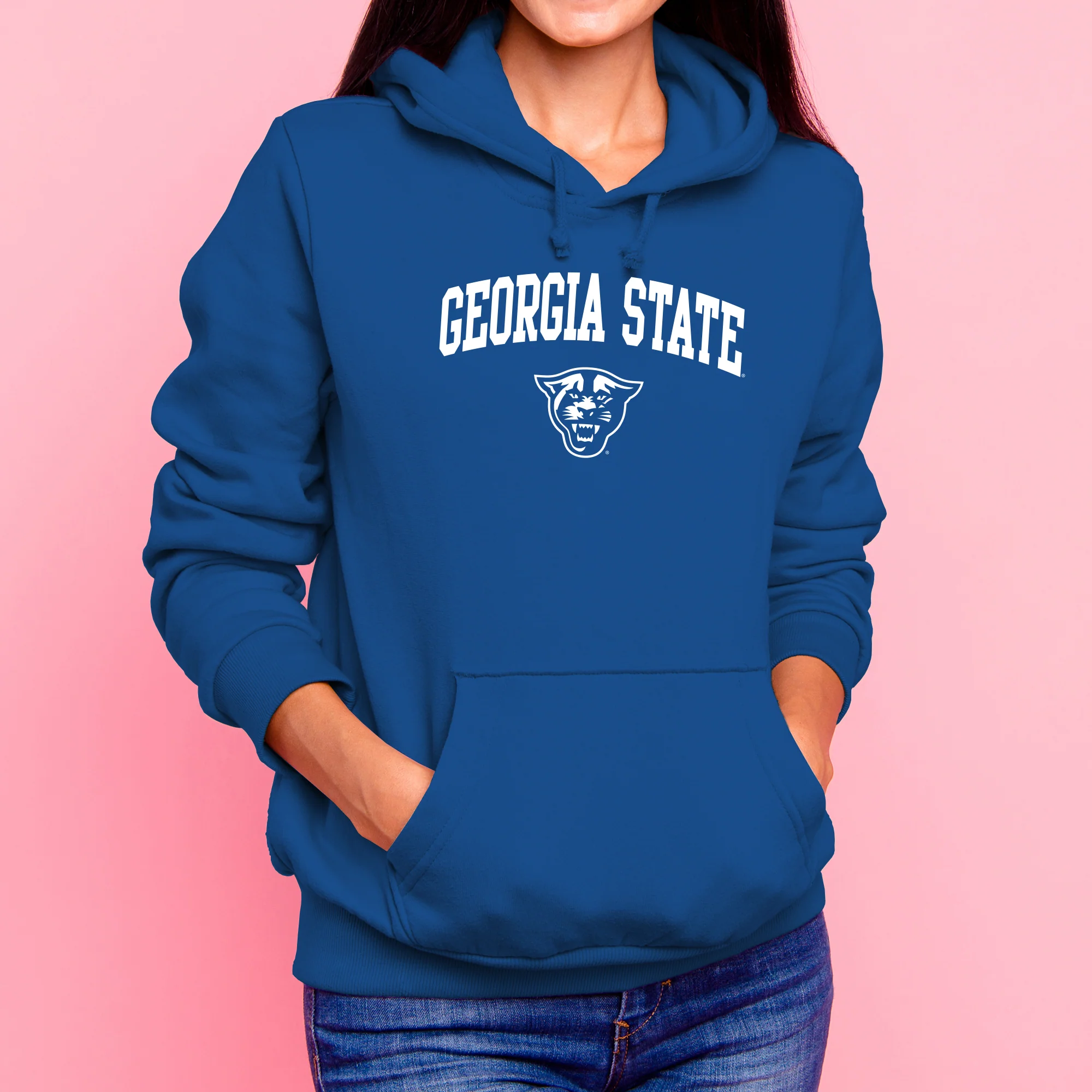 Georgia State University Panthers Arch Logo Heavy Blend Hoodie - Royal - Image 3