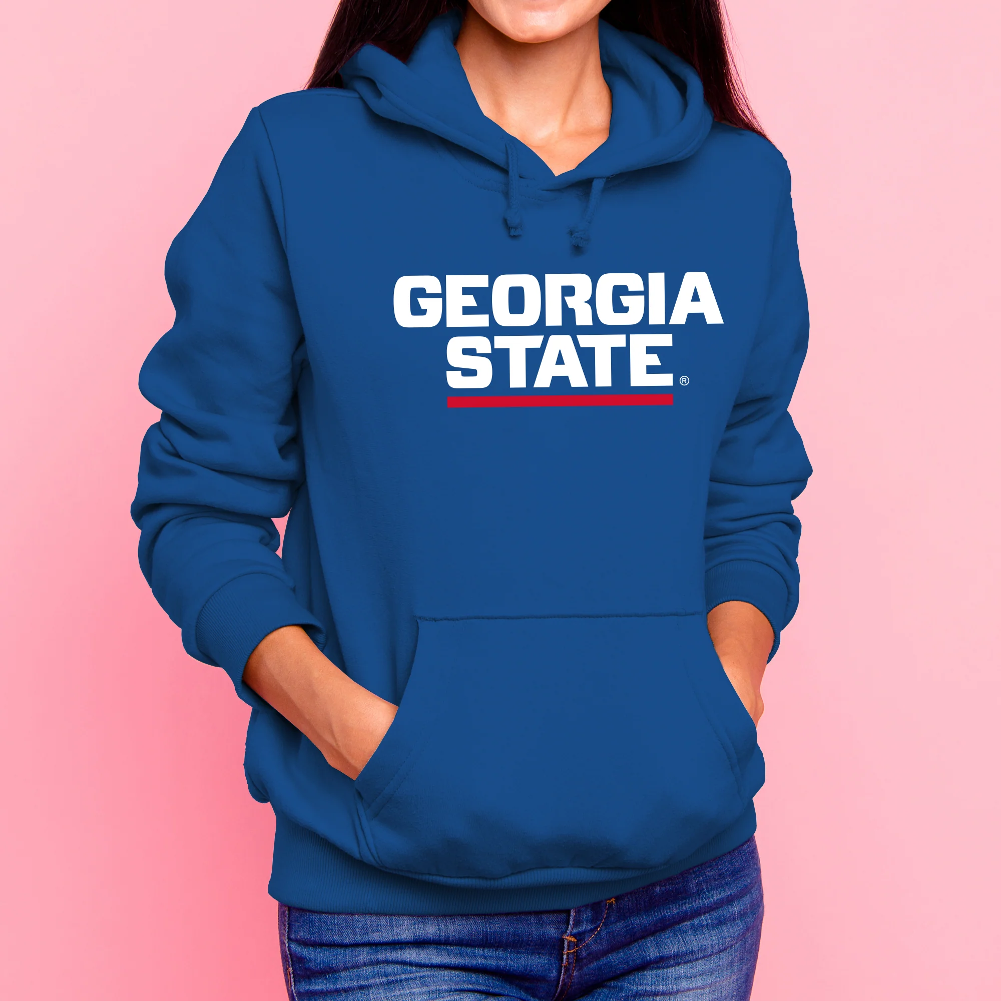 Georgia State University Panthers Basic Block Heavy Blend Hoodie - Royal - Image 4