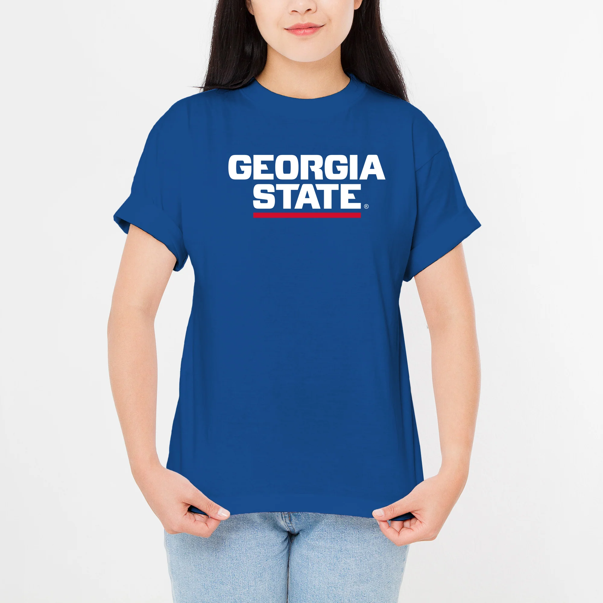 Georgia State University Panthers Basic Block Short Sleeve T Shirt - Royal - Image 4