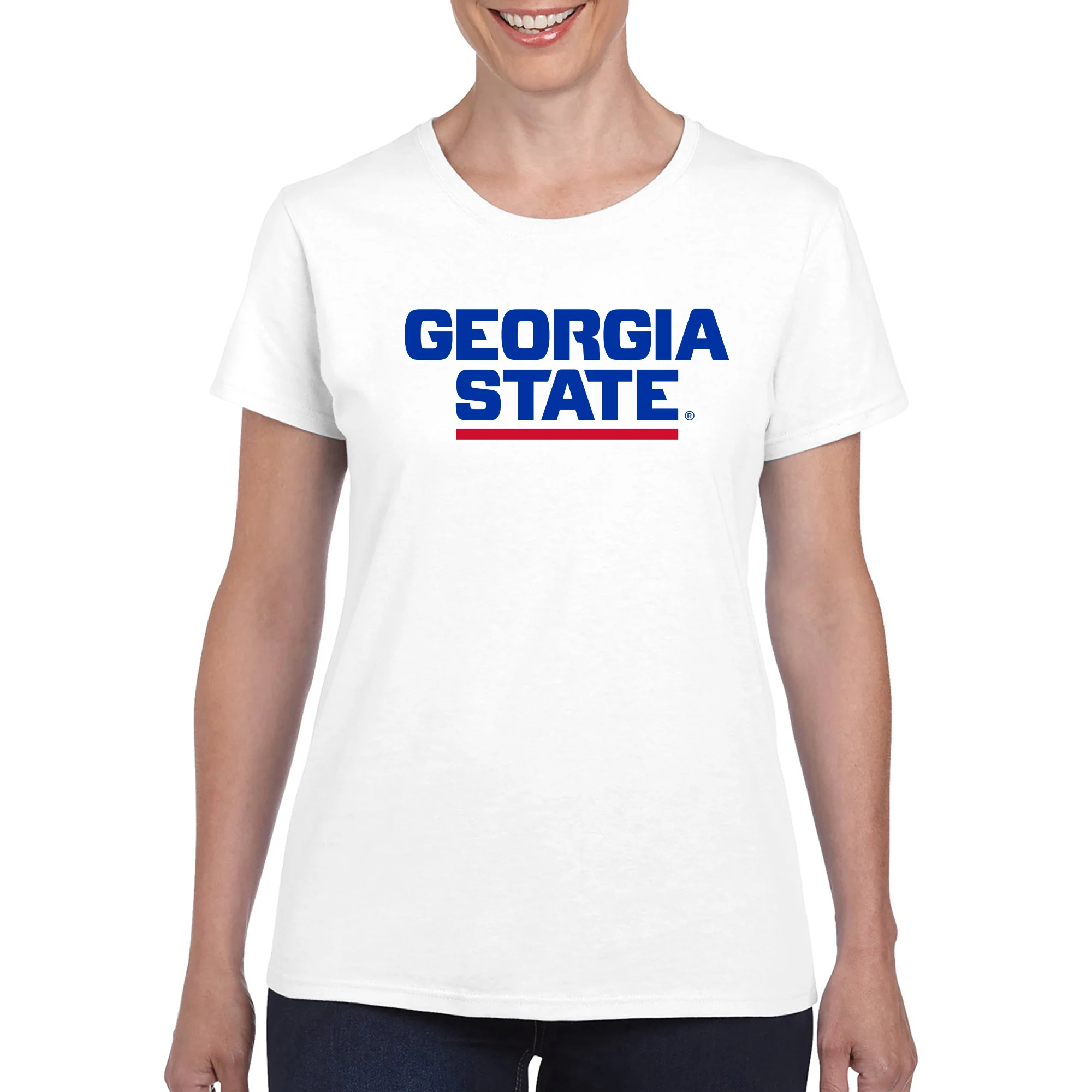 Georgia State Basic Block Women's T-Shirt - White - Image 3