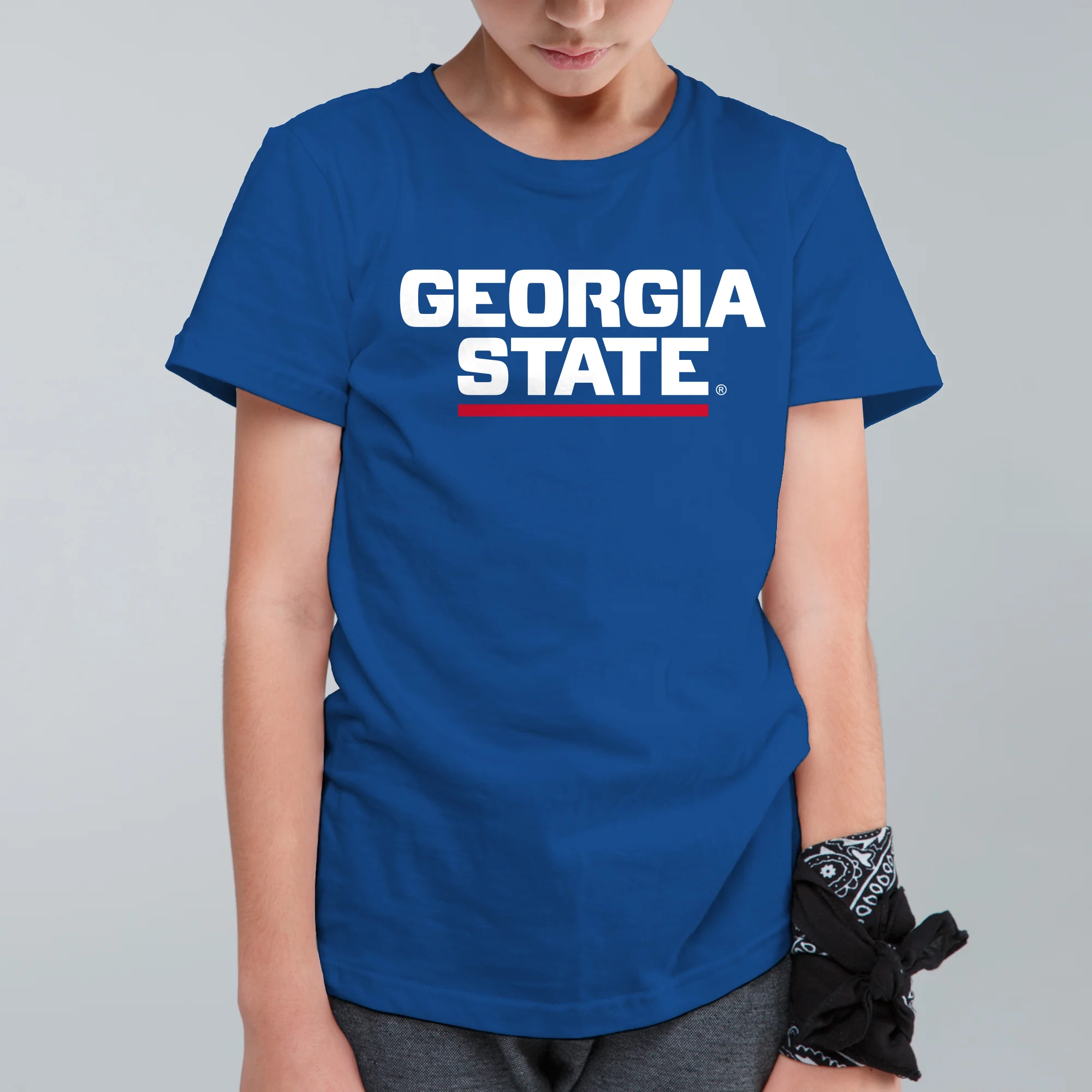Georgia State University Panthers Basic Block Youth Short Sleeve T Shirt - Royal - Image 3