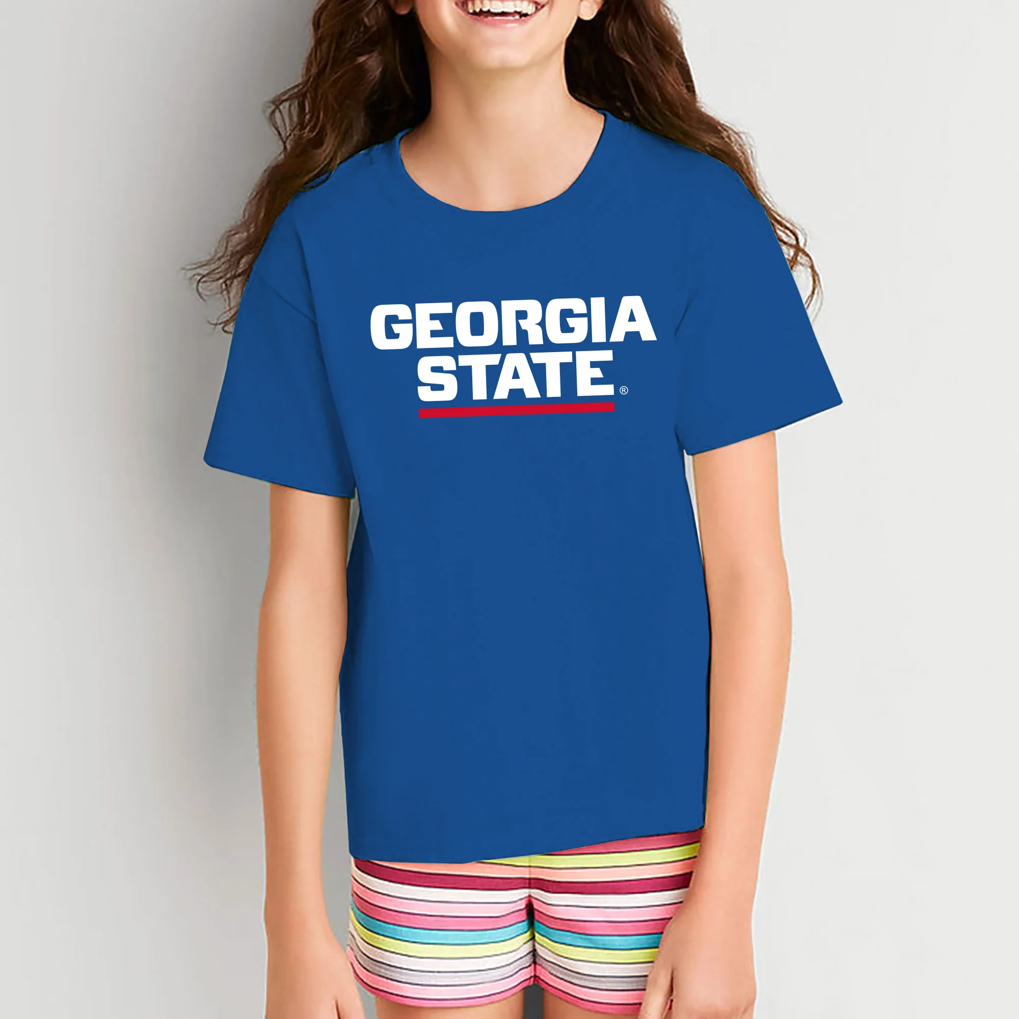 Georgia State University Panthers Basic Block Youth Short Sleeve T Shirt - Royal - Image 4