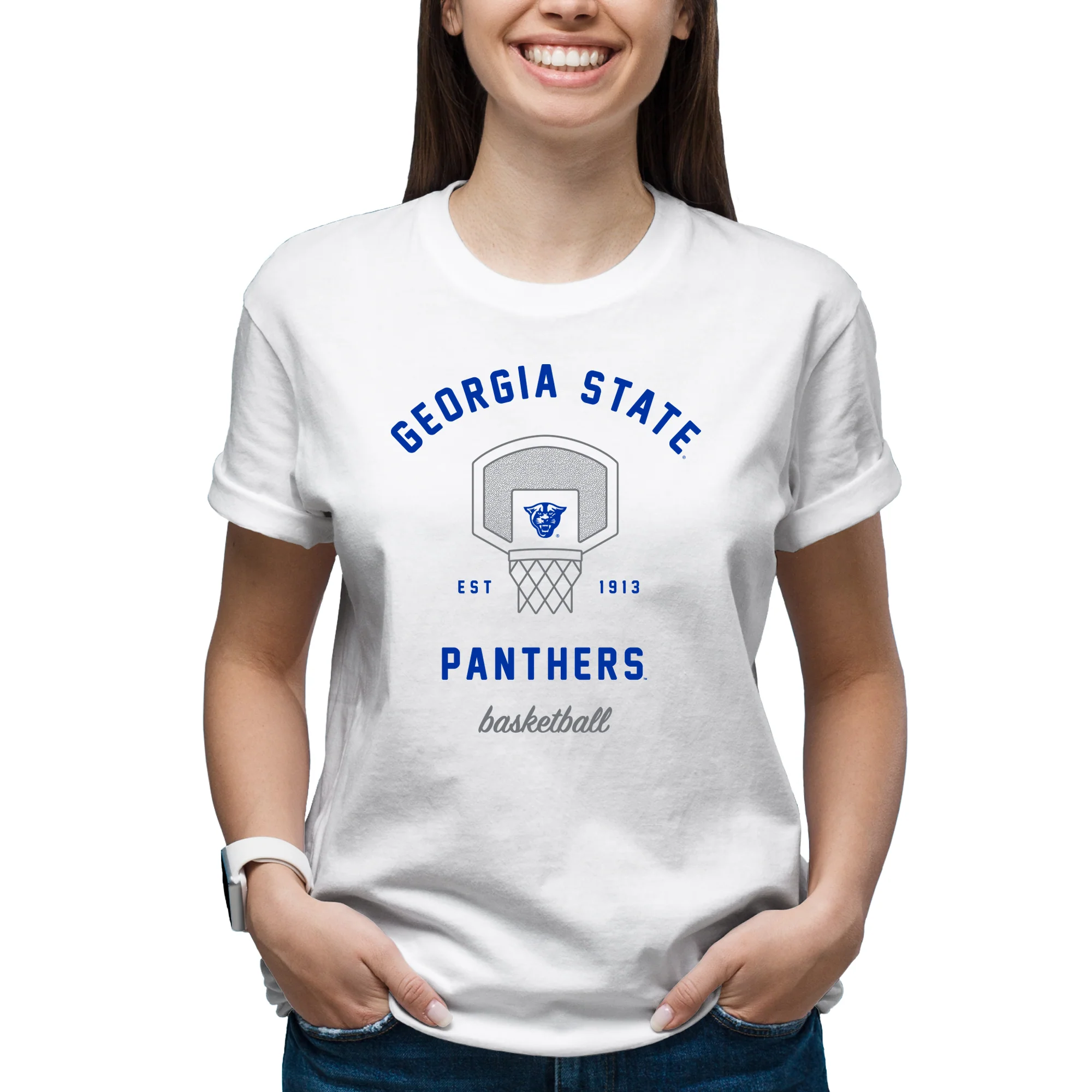 Georgia State Panthers Basketball Net T-Shirt - White - Image 4