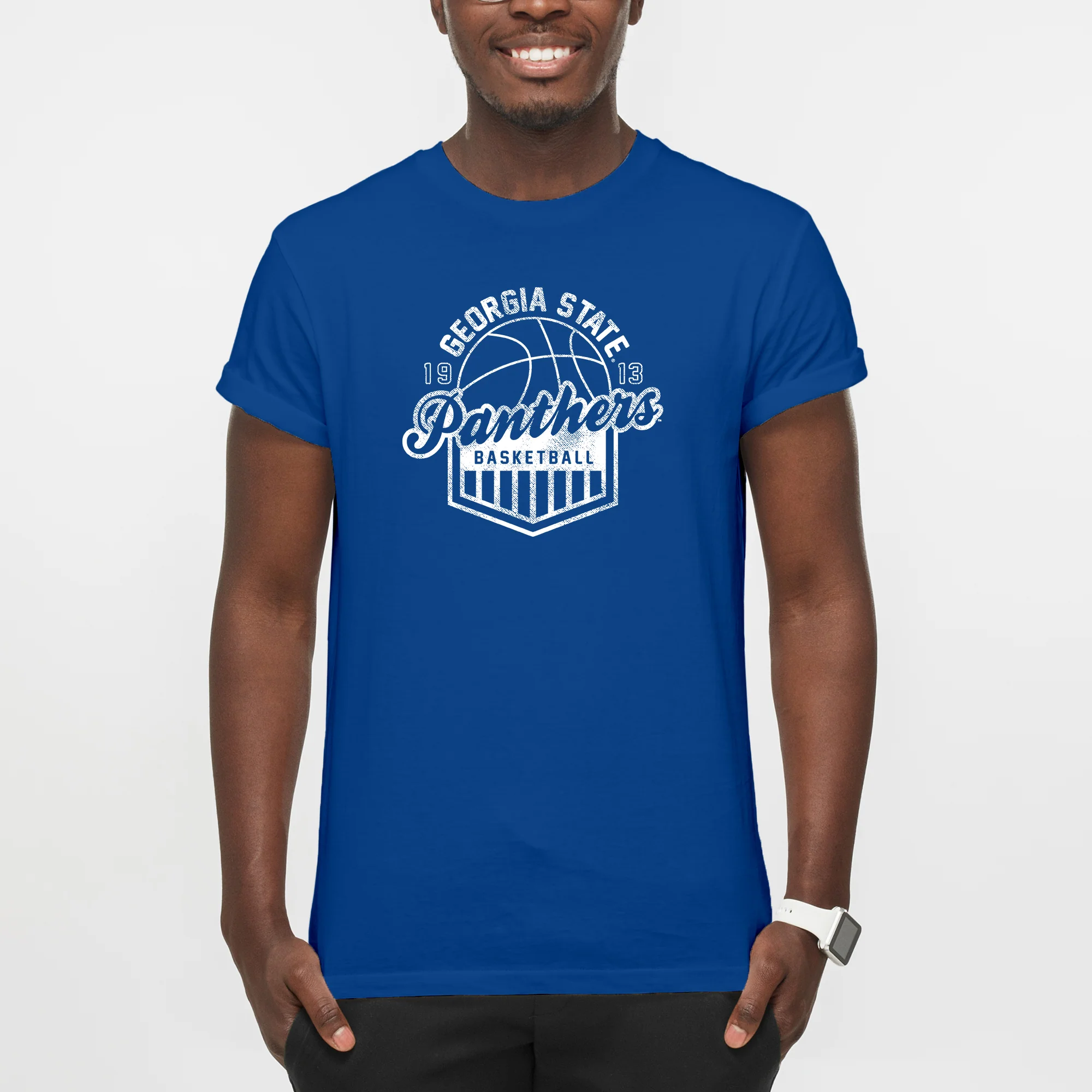 Georgia State Panthers Basketball Shield T-Shirt - Royal - Image 3