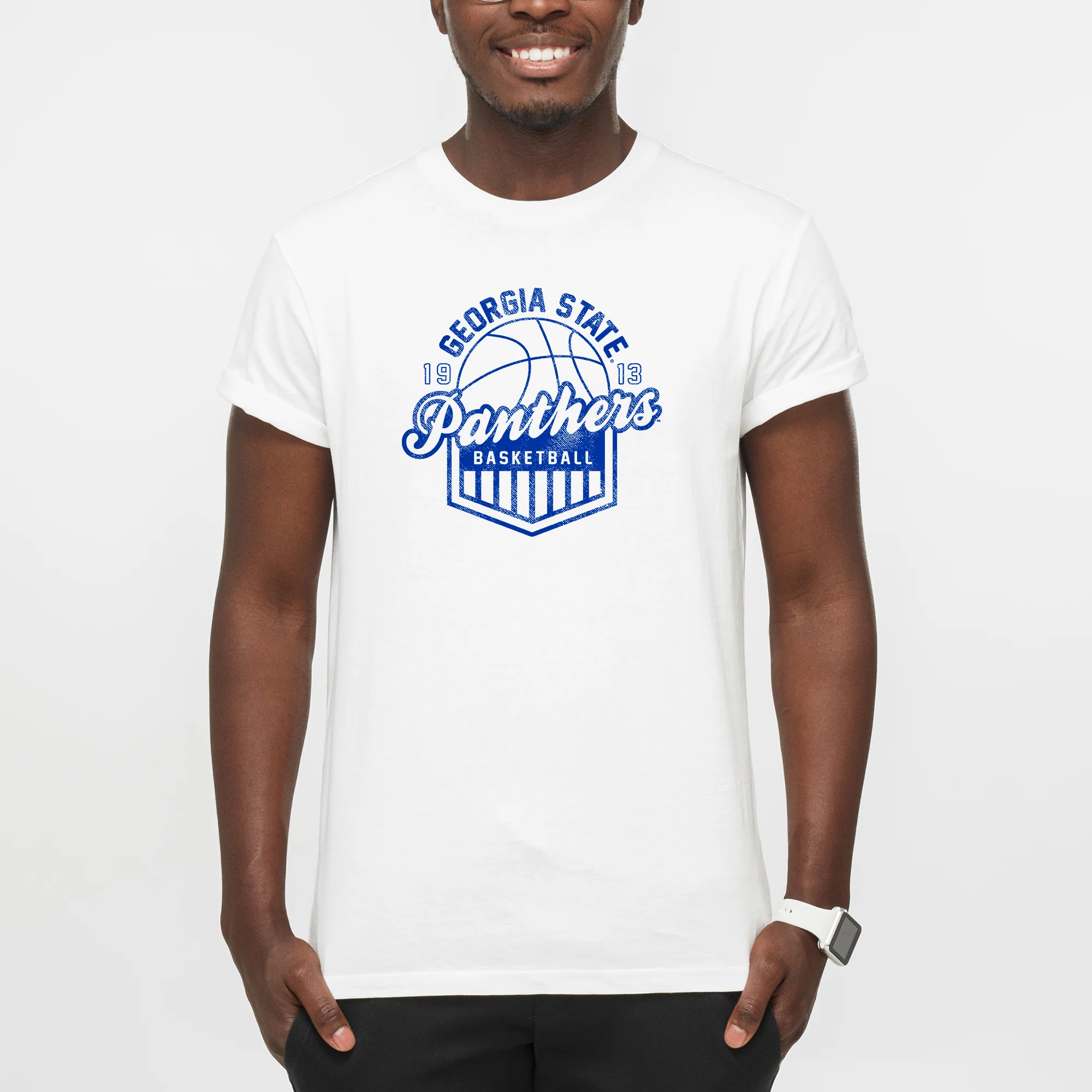 Georgia State Panthers Basketball Shield T-Shirt - White - Image 3