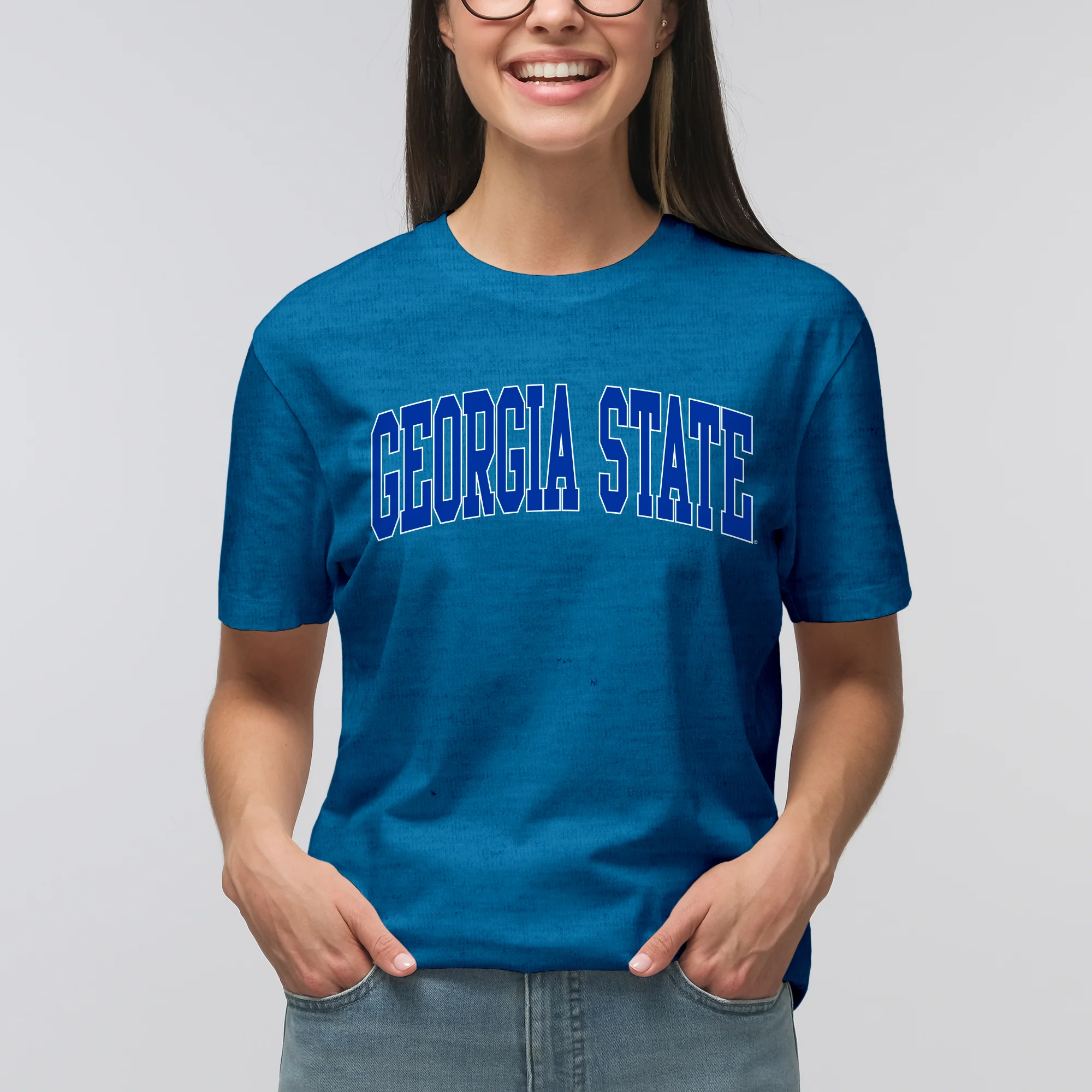 Georgia State Panthers Mega Arch T-Shirt - Heather Sapphire - Image 4