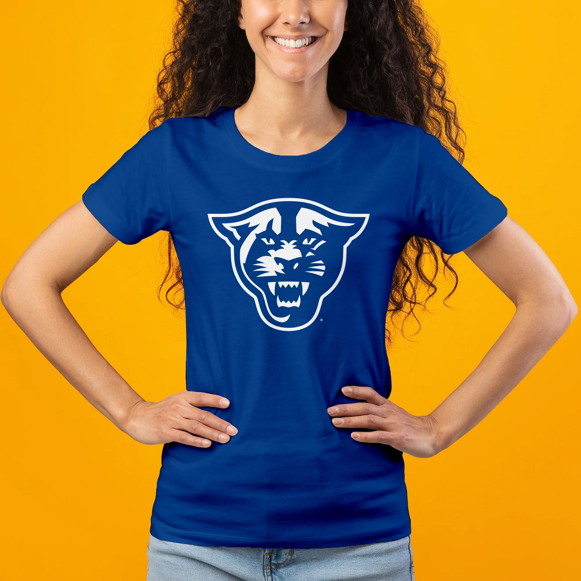 Georgia State University Panthers Primary Logo Women's Short Sleeve T Shirt - Royal - Image 3