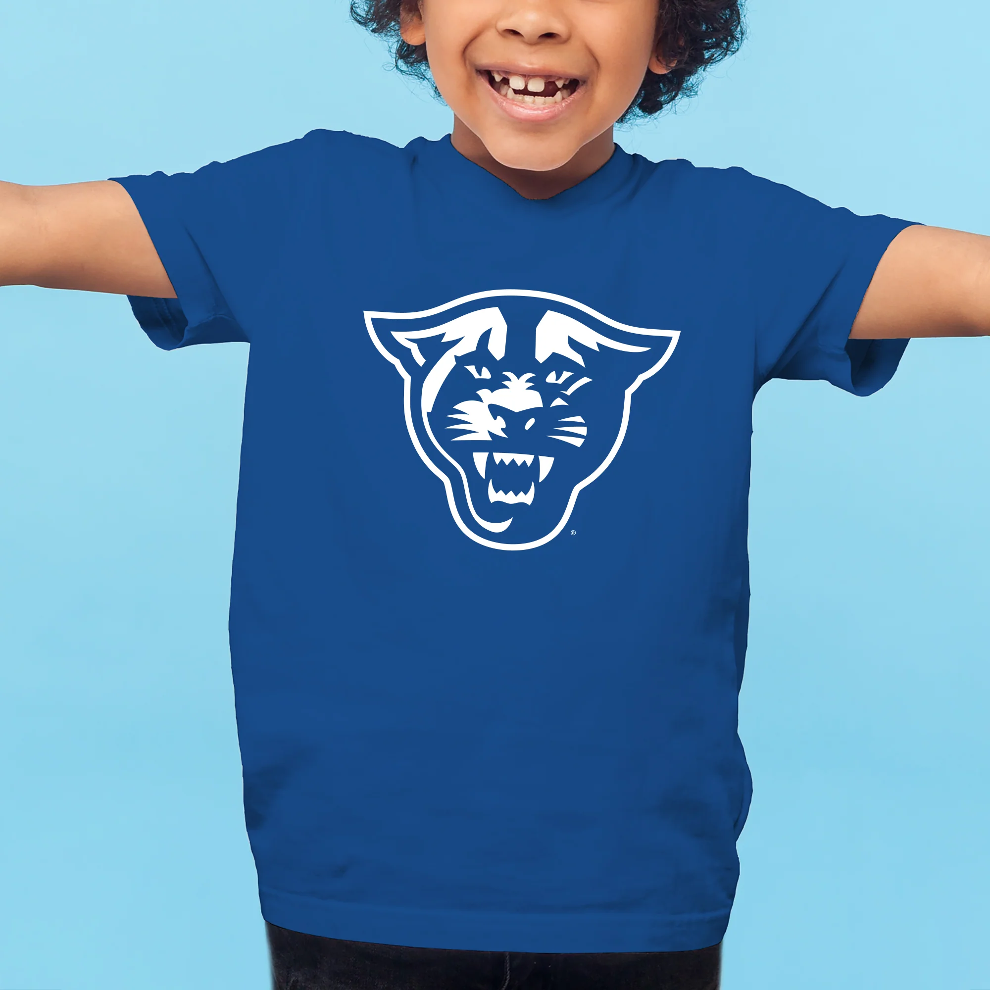 Georgia State University Panthers Primary Logo Youth Short Sleeve T Shirt - Royal - Image 4