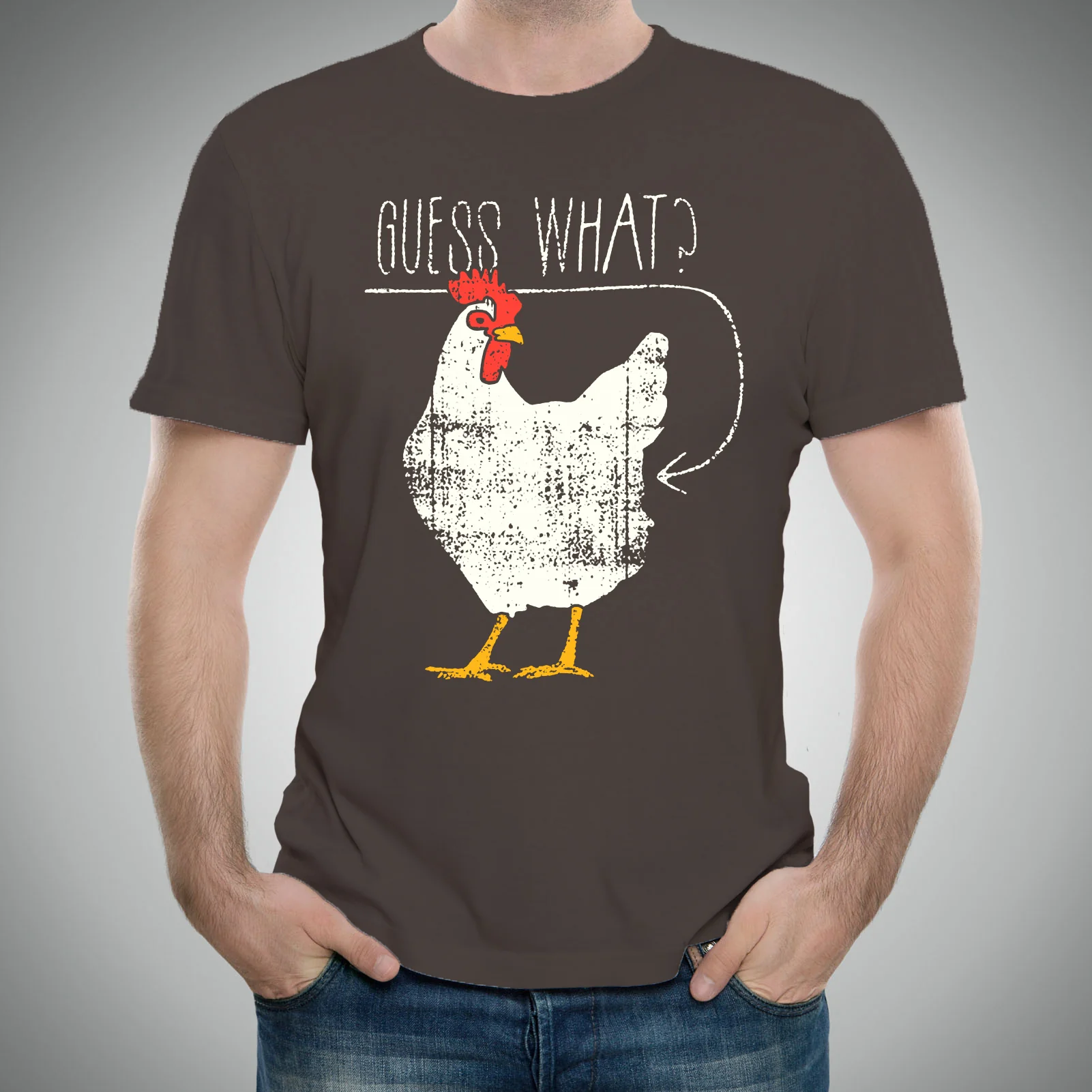 Guess What? Chicken Butt: Funny Graphic T-Shirt - Adult - Dark Chocolate - Image 4