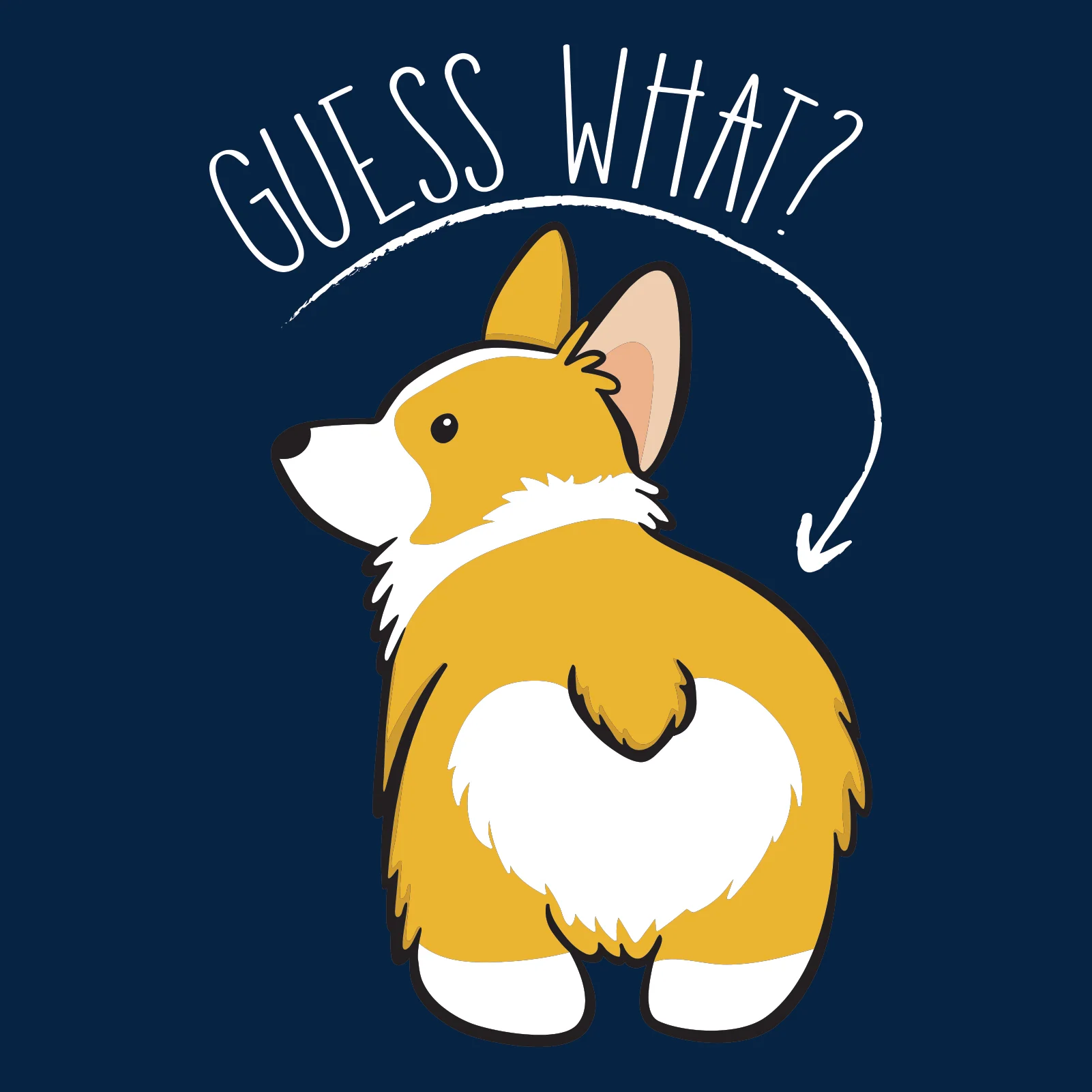 Guess What? Corgi Butt - Funny Dog Graphic T-Shirt - Navy - Image 2