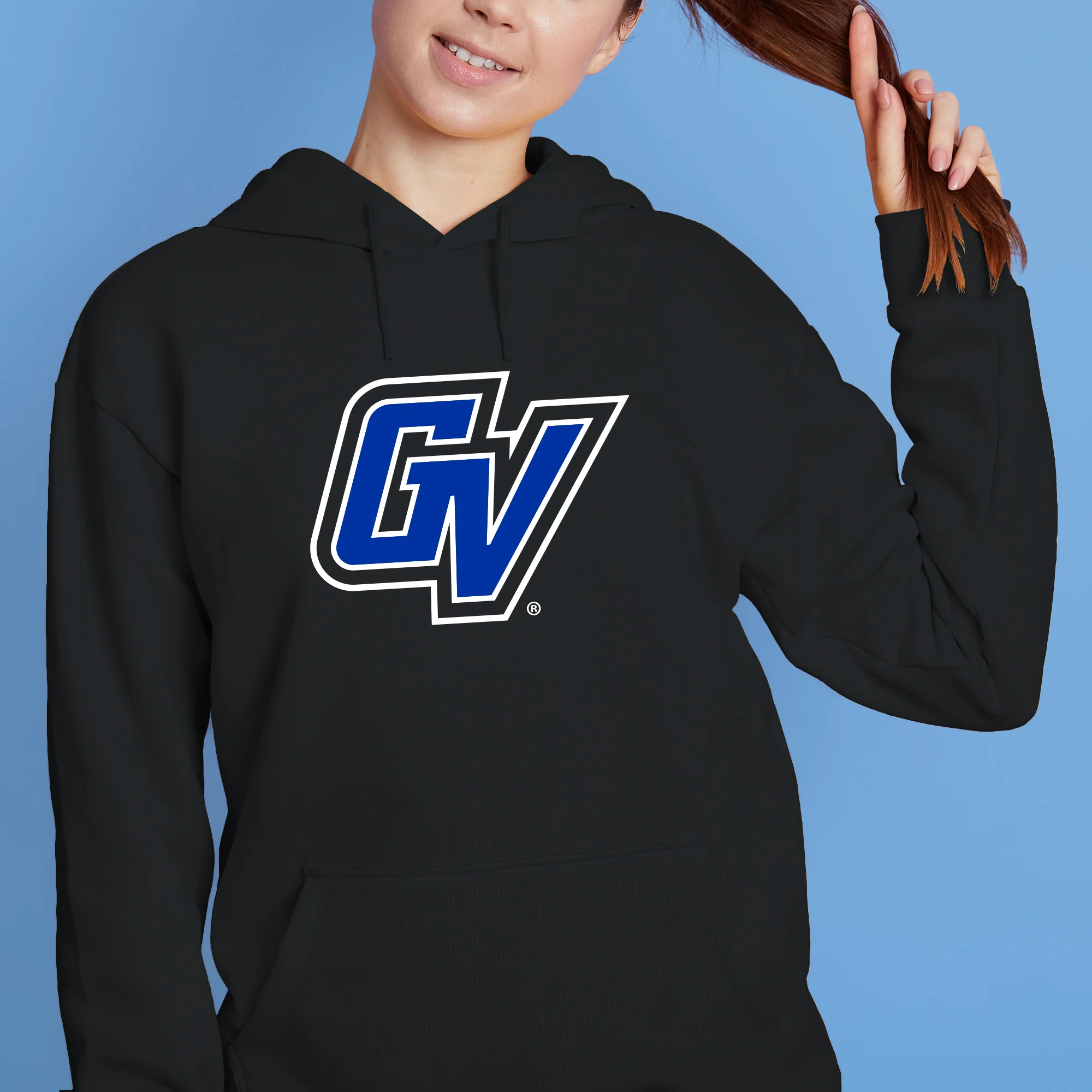 GVSU Primary Logo Hoodie - Black - Image 4