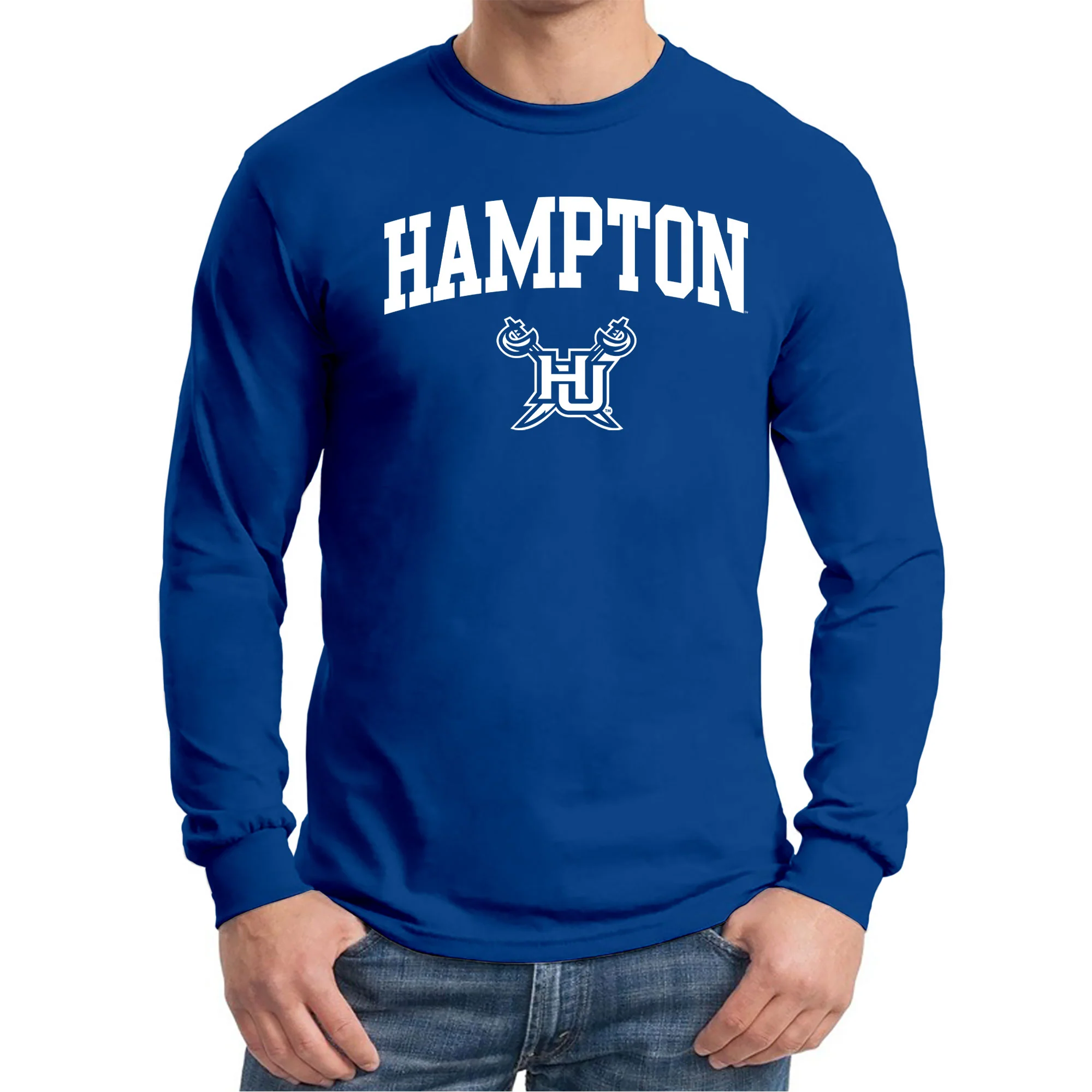 Hampton University Pirates Arch Logo Long Sleeve T-Shirt - Royal - Image 3