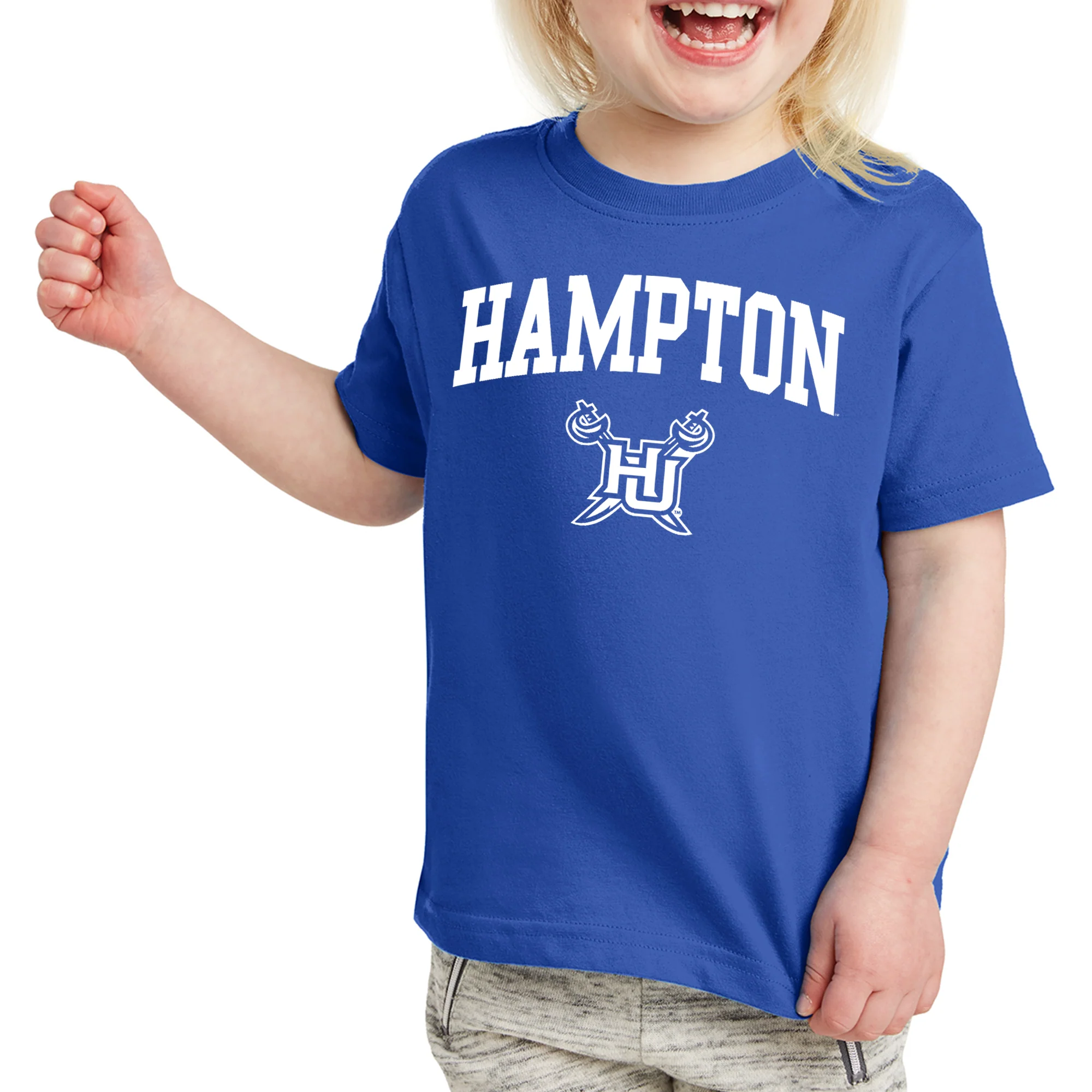 Hampton University Pirates Arch Logo Toddler Short Sleeve T Shirt - Royal - Image 3