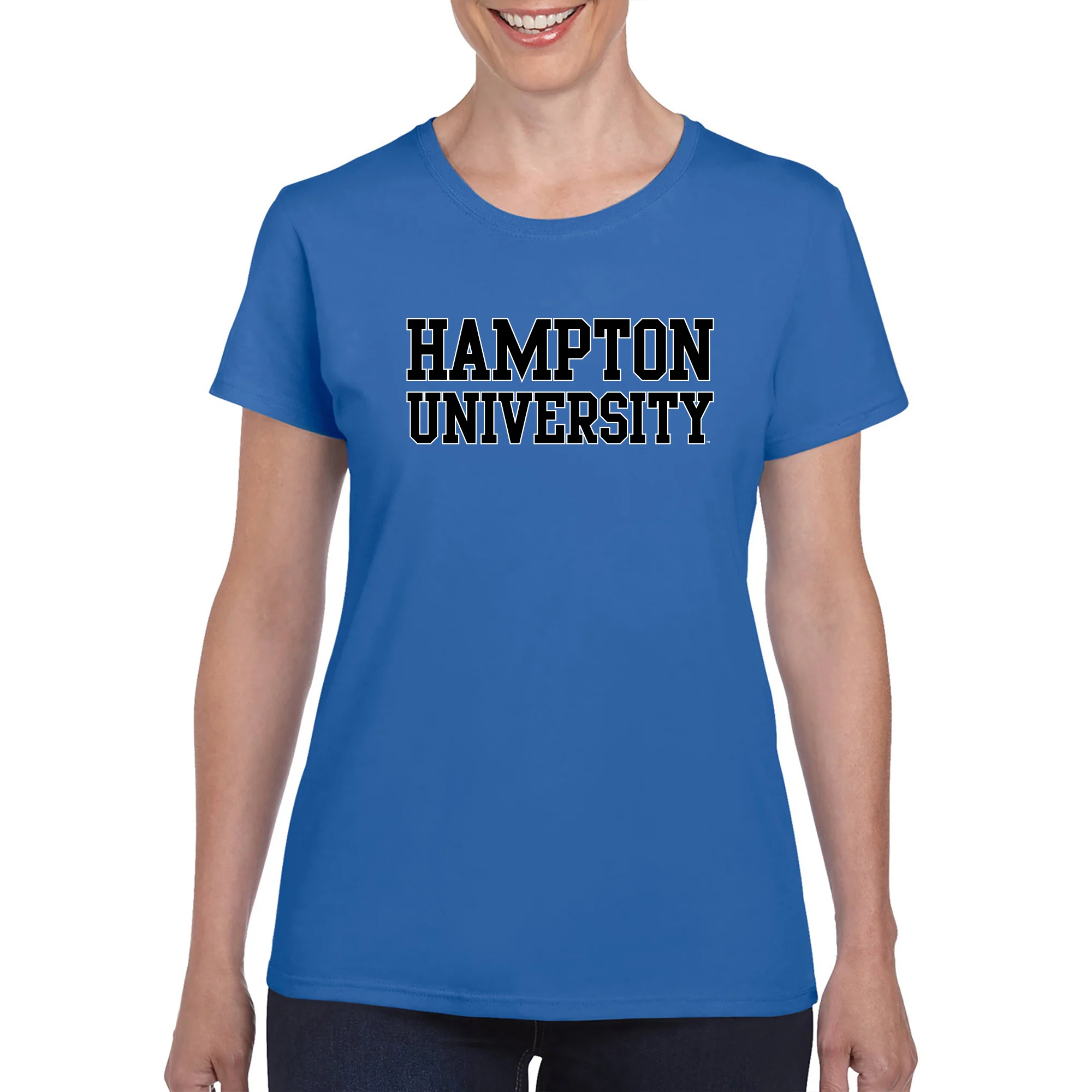 Hampton University Pirates Basic Block Women's Short Sleeve T Shirt - Royal - Image 3