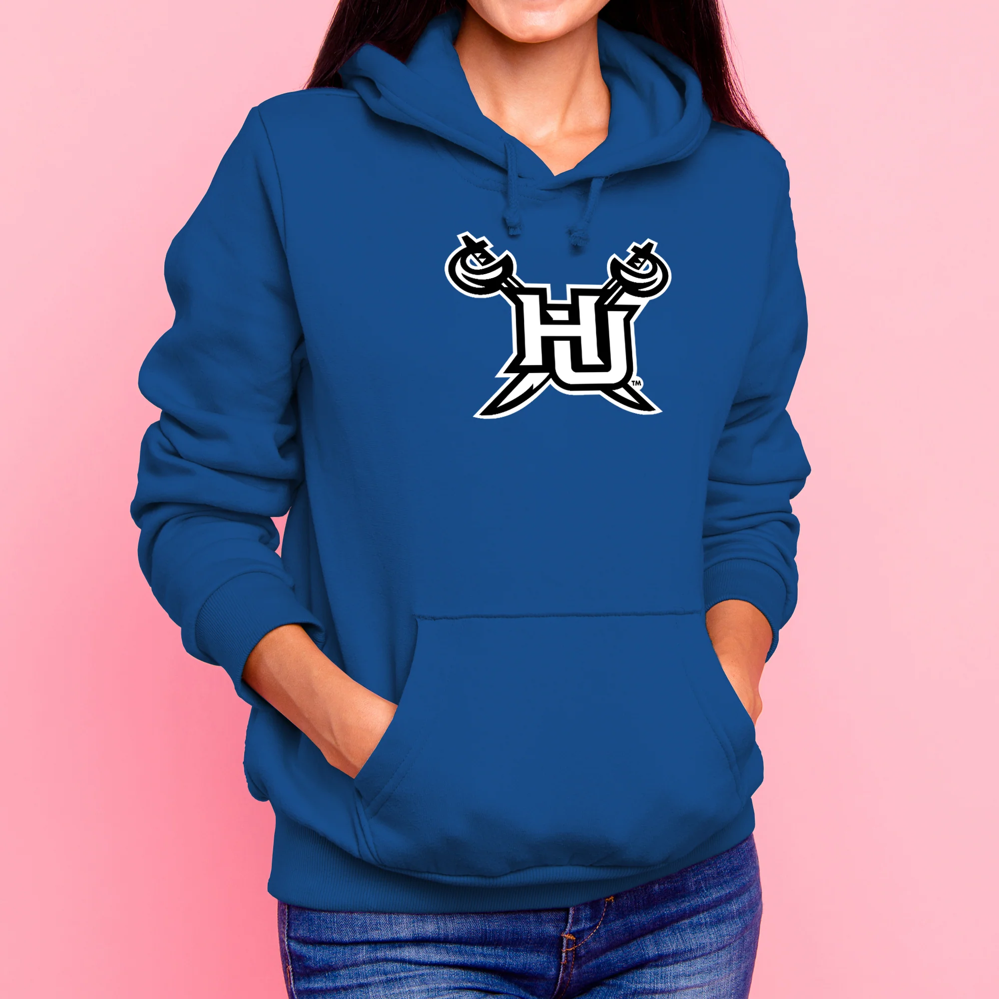 Hampton University Pirates Primary Logo Heavy Blend Hoodie - Royal - Image 4