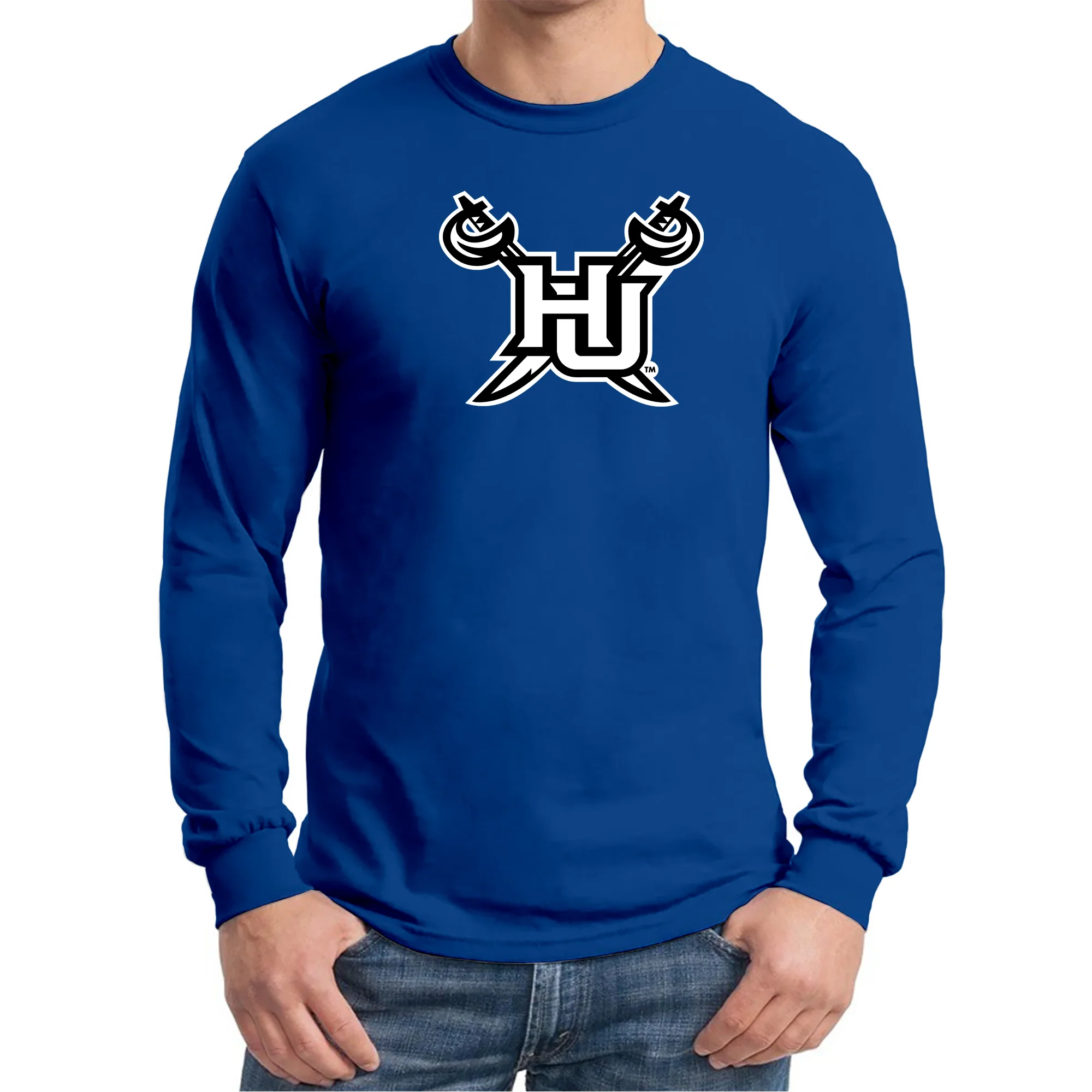 Hampton University Pirates Primary Logo Long Sleeve T-Shirt - Royal - Image 3