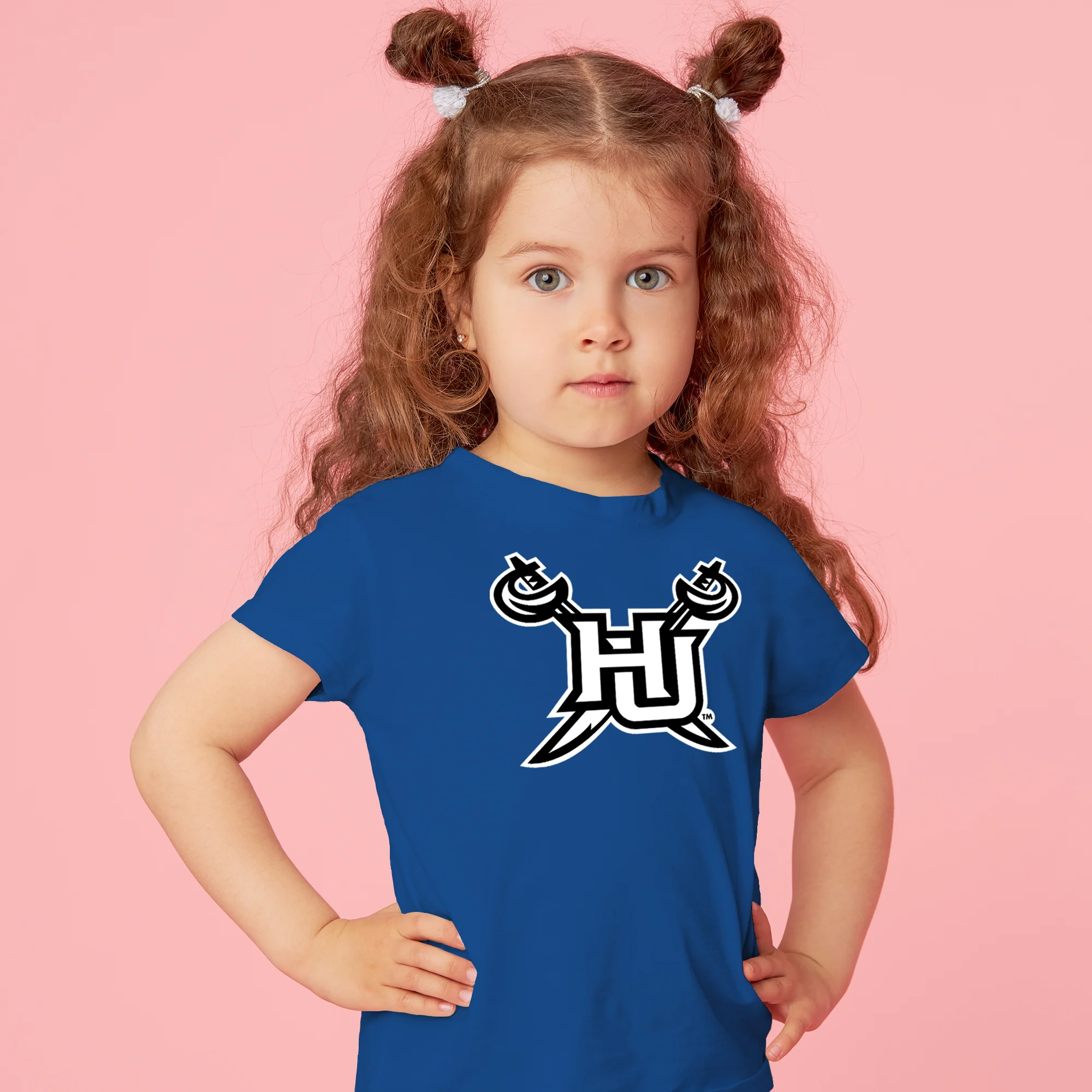 Hampton University Pirates Primary Logo Toddler Short Sleeve T Shirt - Royal - Image 4