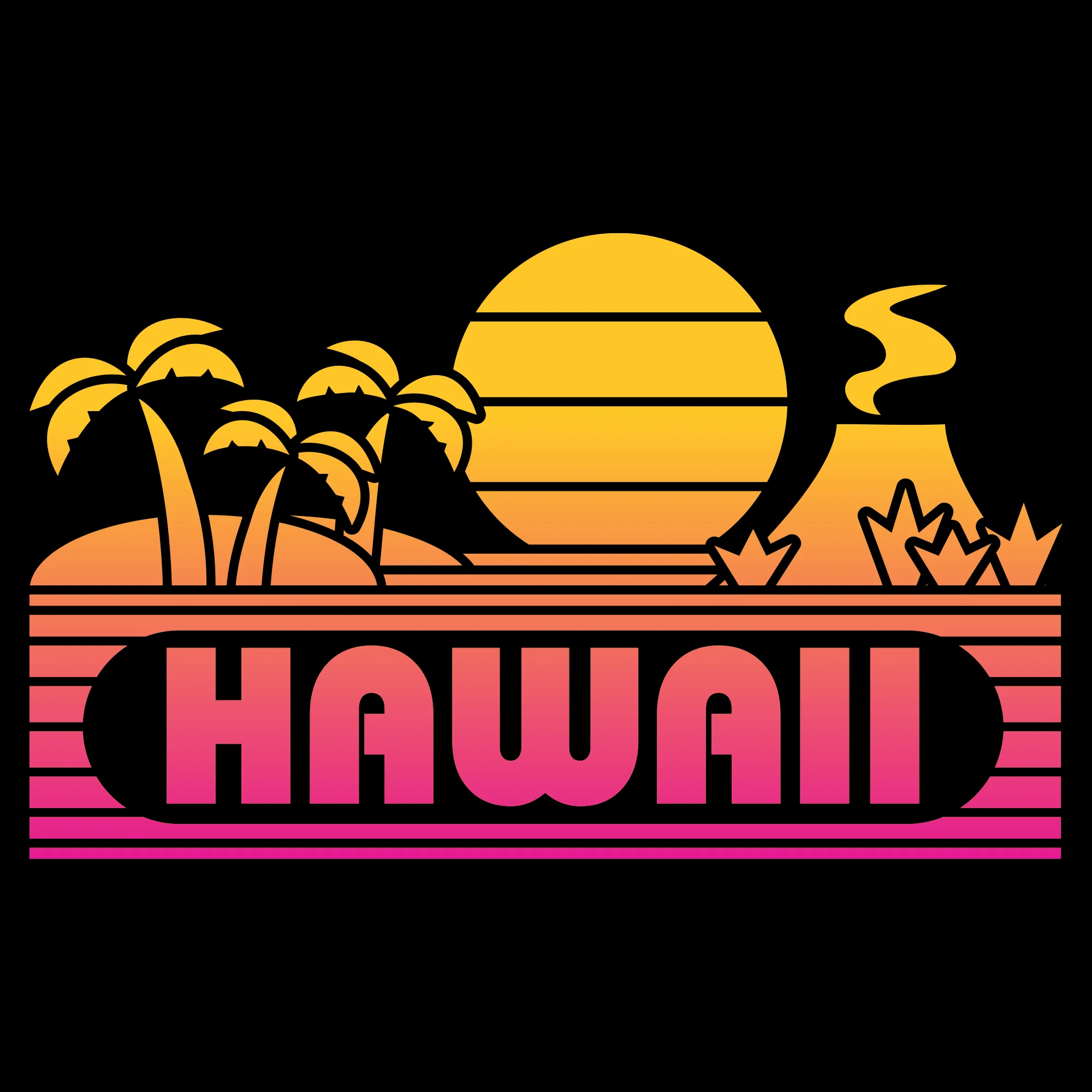 Hawaii Groovy Sunset T-Shirt - Black - Image 2