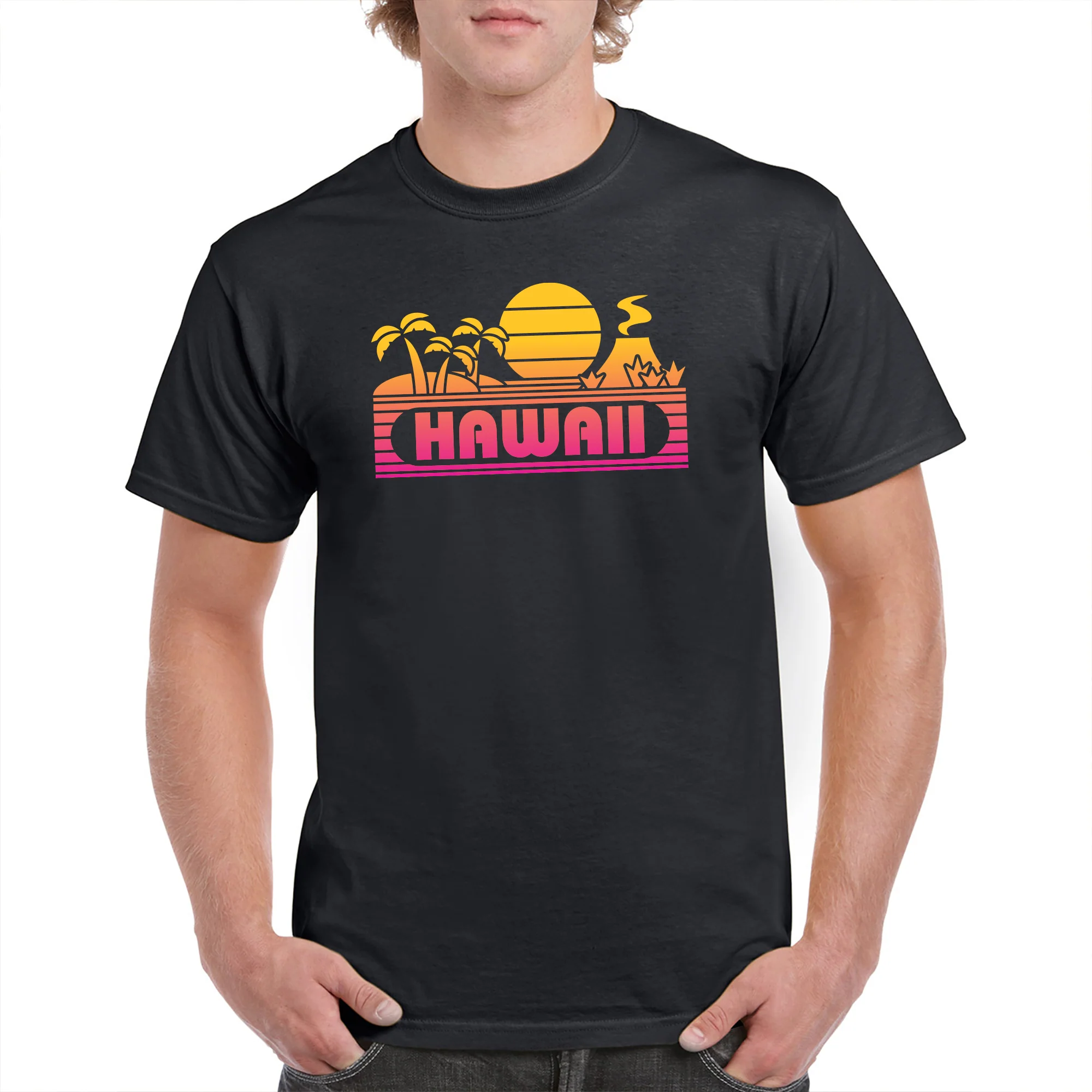 Hawaii Groovy Sunset T-Shirt - Black - Image 3