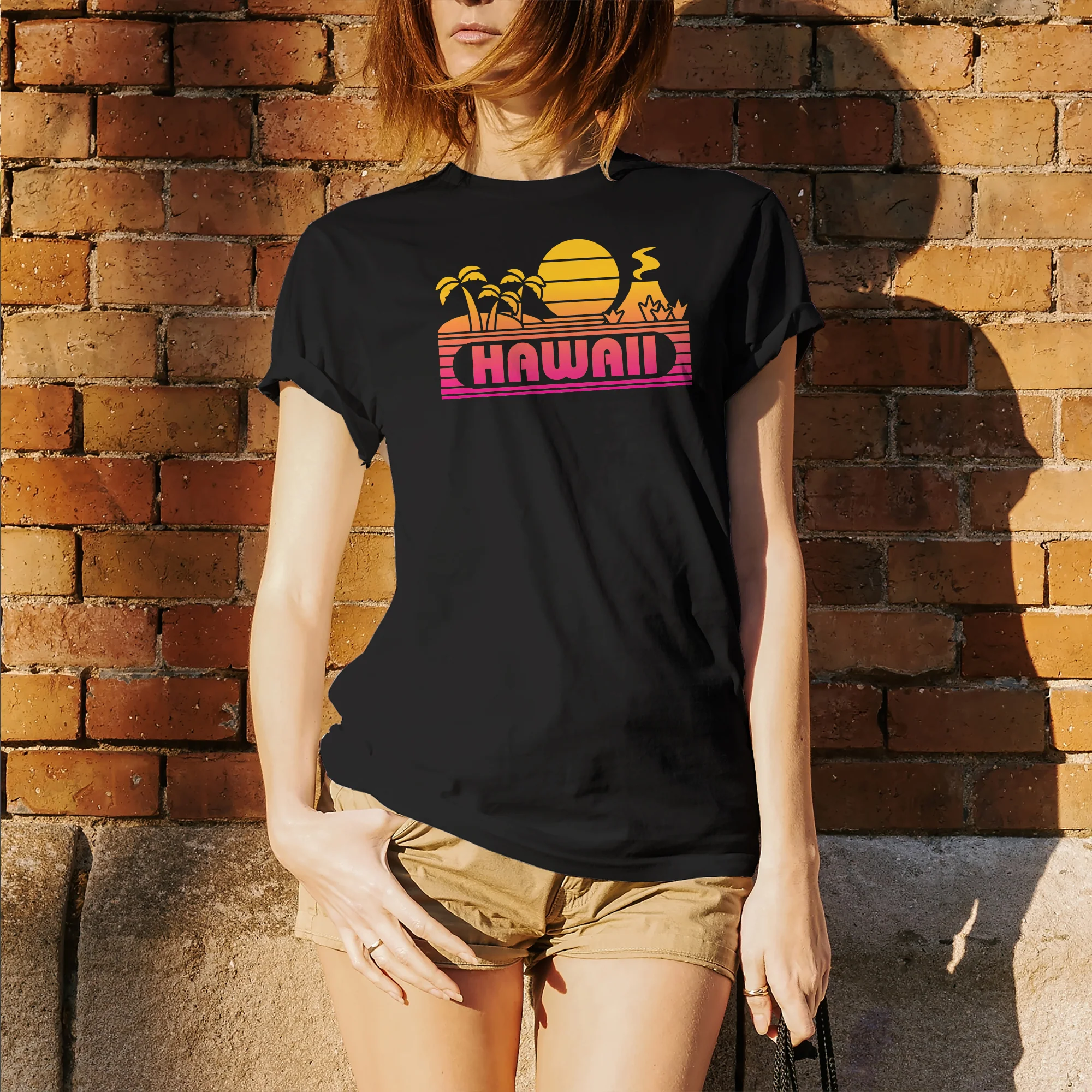 Hawaii Groovy Sunset T-Shirt - Black - Image 4