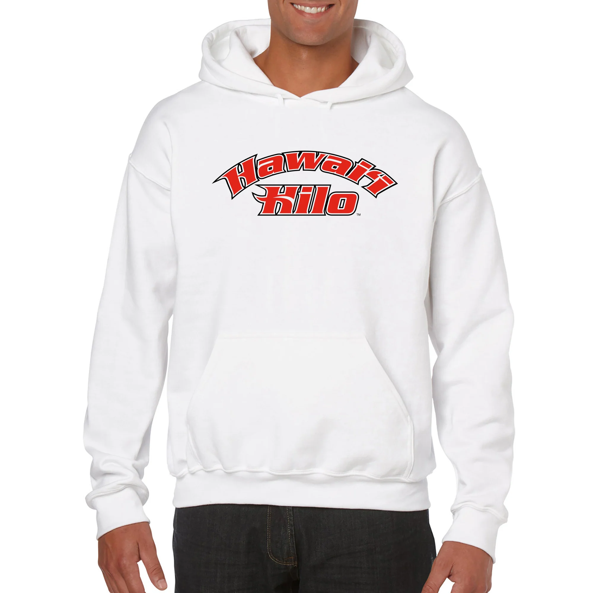 Hawaii Hilo Vulcans Arch Logo Hoodie - White - Image 4