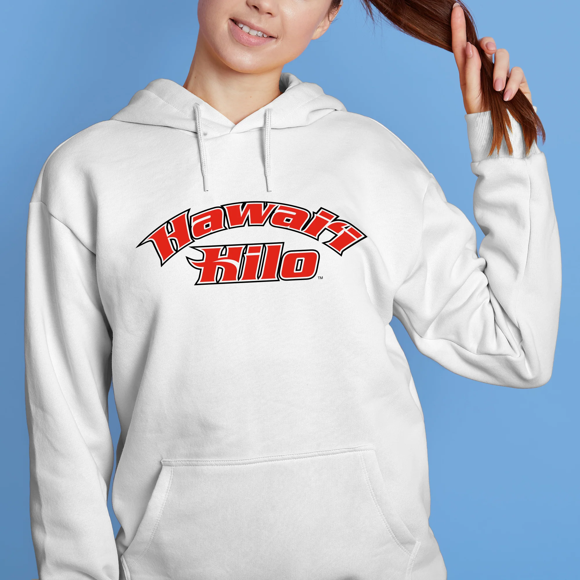 Hawaii Hilo Vulcans Arch Logo Hoodie - White - Image 5