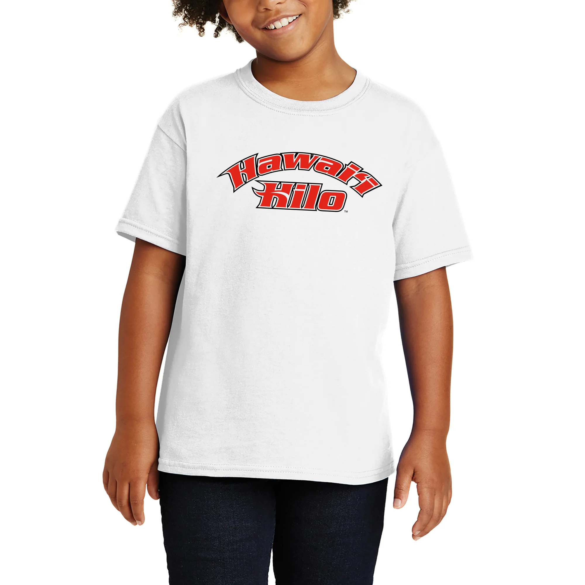 Hawaii Hilo Vulcans Arch Logo Youth T Shirt - White - Image 4