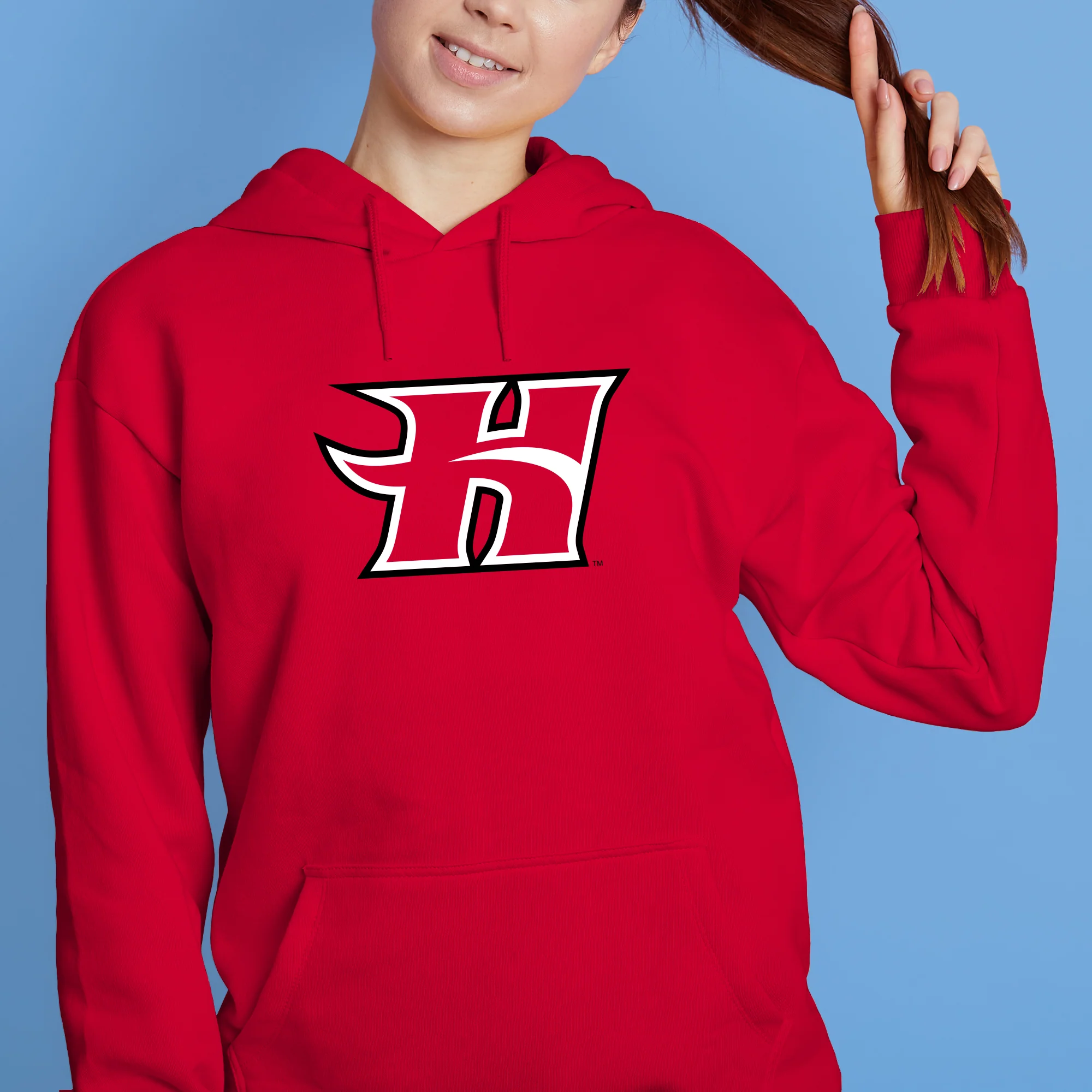 Hawaii Hilo Vulcans Primary Logo Hoodie - Red - Image 5