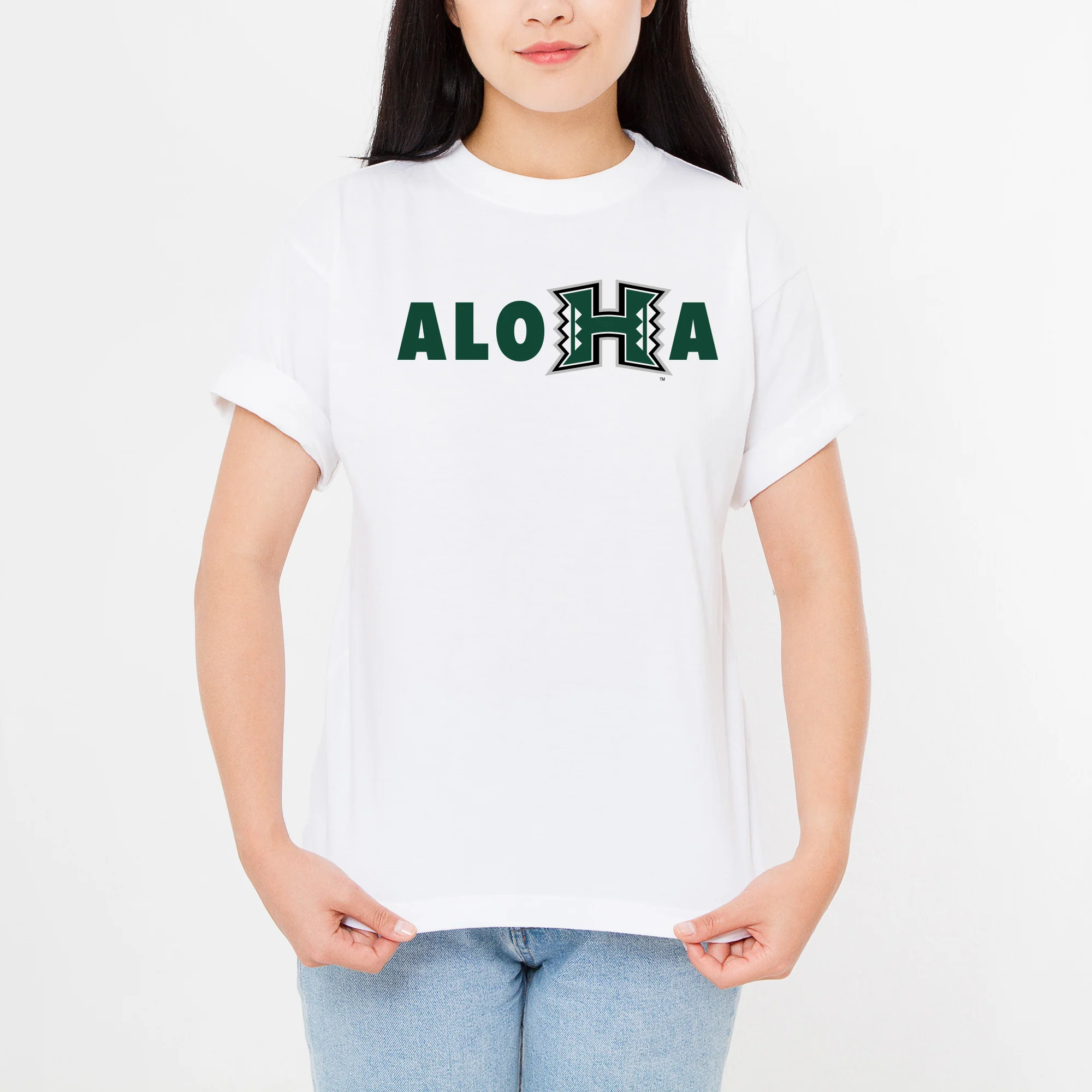 Hawaii Manoa Rainbow Warriors ALOHA T Shirt - White - Image 4