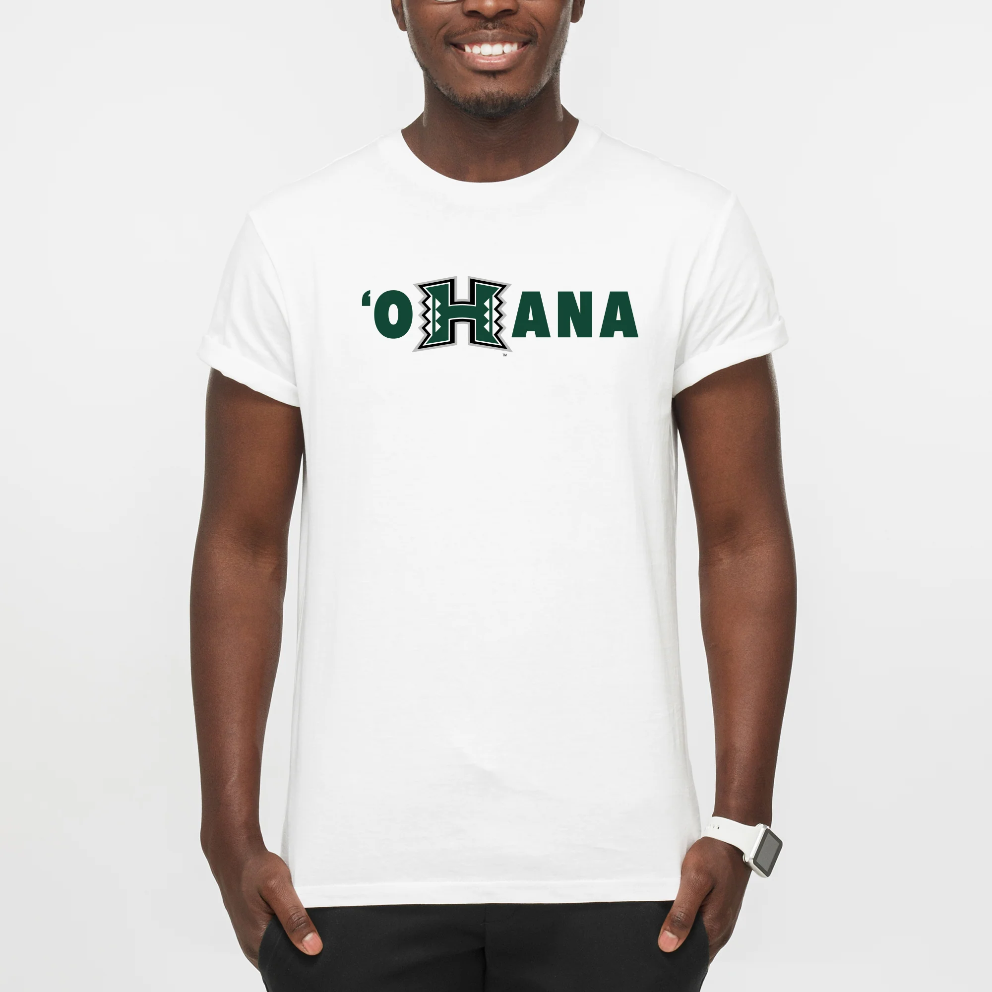 Hawaii Manoa Rainbow Warriors OHANA T Shirt - White - Image 4