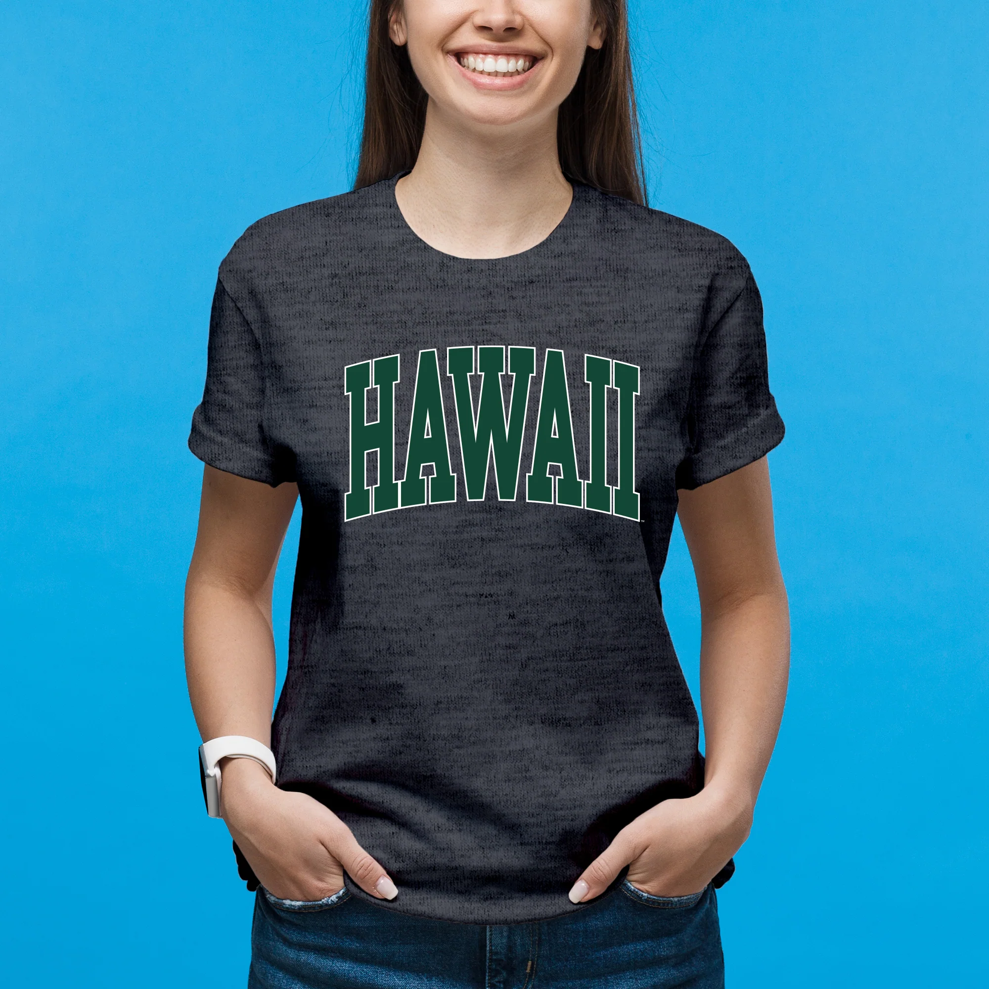 Hawaii Rainbow Warriors Mega Arch T-Shirt - Dark Heather - Image 4