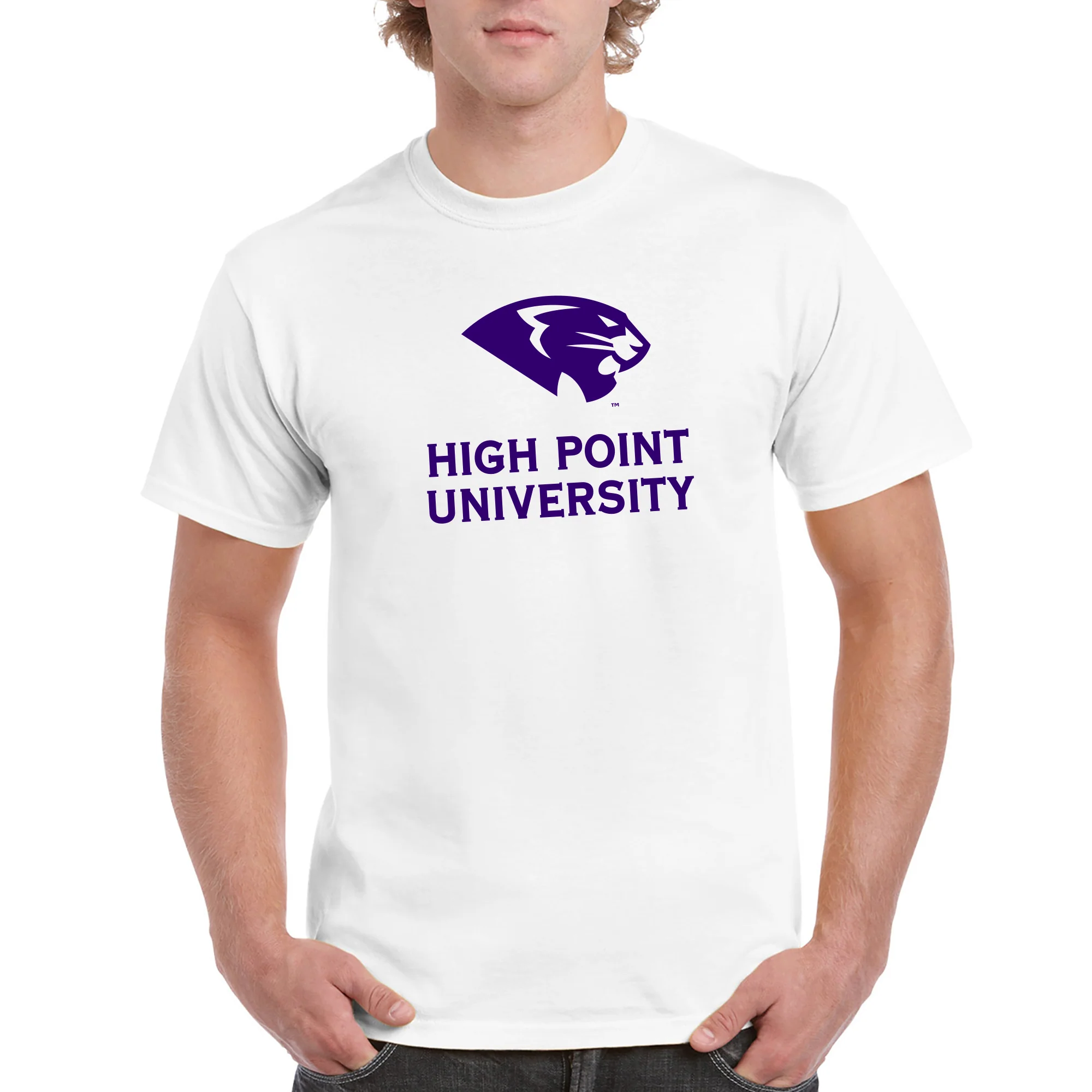 High Point University Panthers Primary Logo Short Sleeve T Shirt - White - Image 3