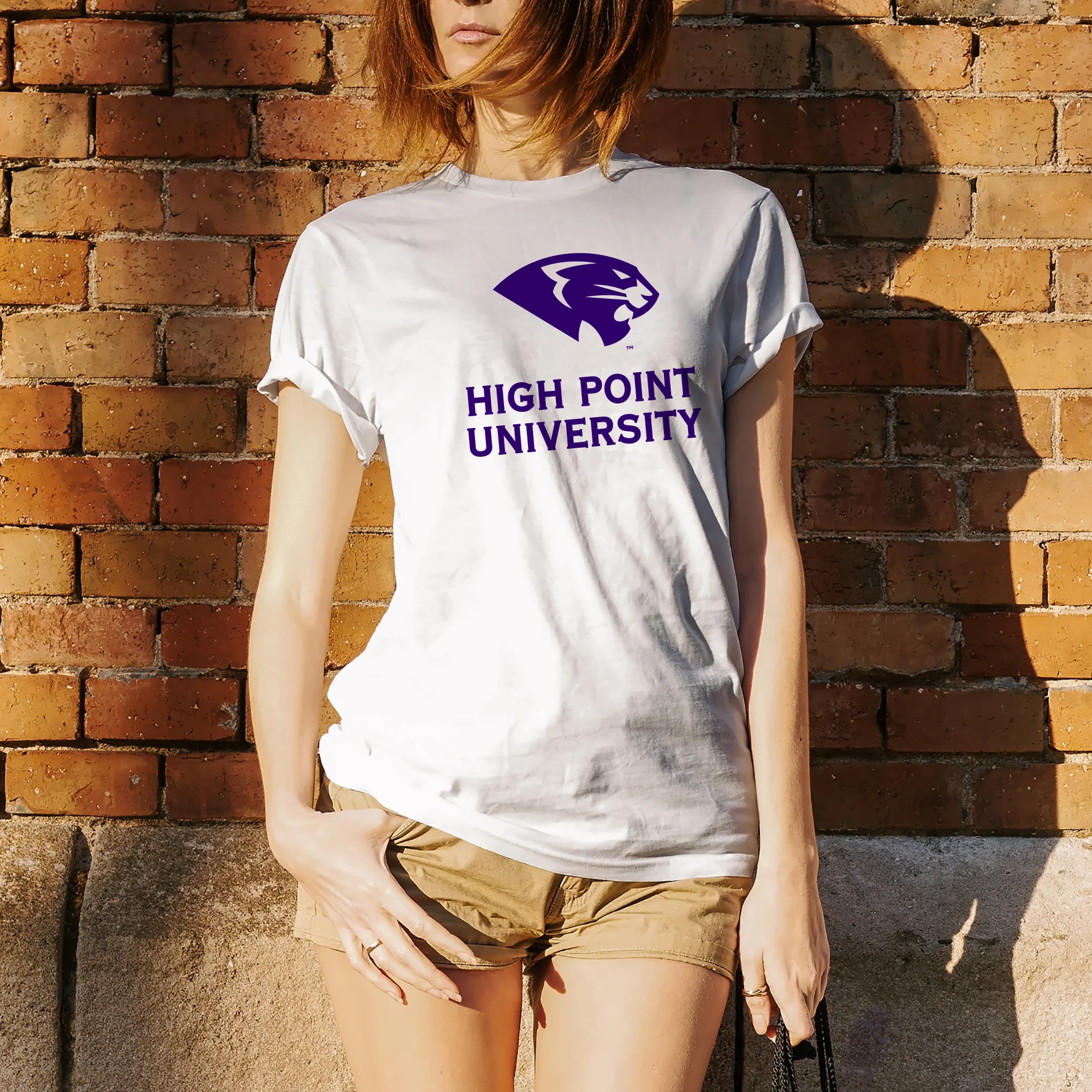High Point University Panthers Primary Logo Short Sleeve T Shirt - White - Image 4